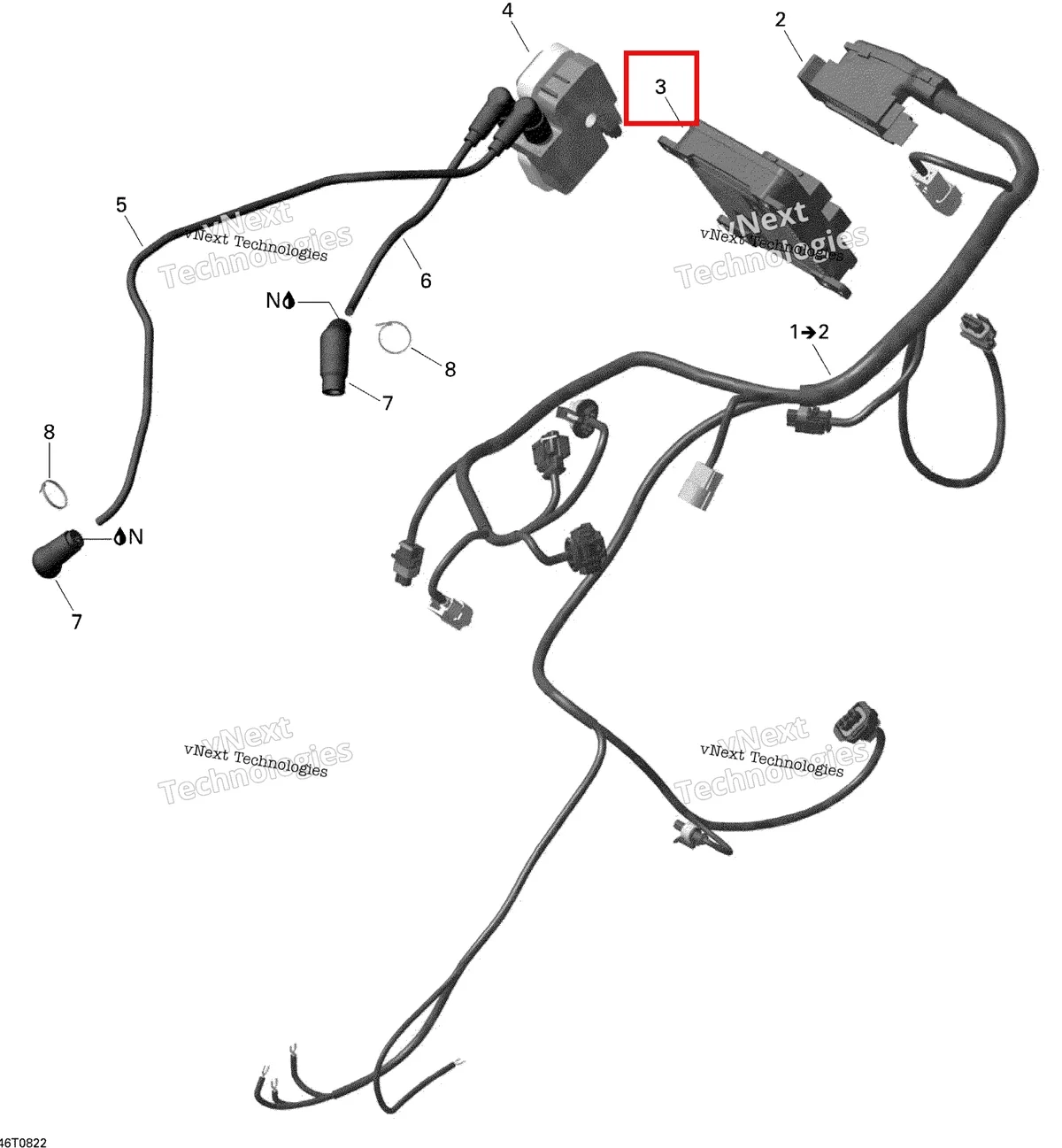Деталь 420266628 на схеме узла 2008 Can-Am Renegade 800 X Engine Harness Renegade