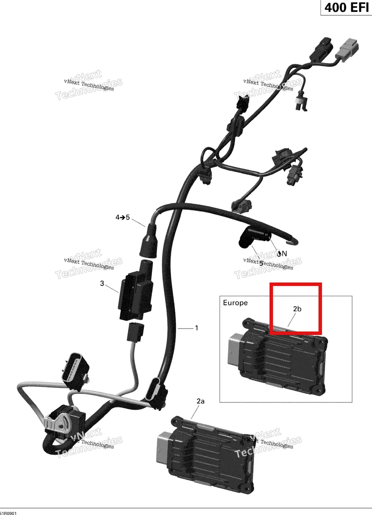 Деталь 420266660 на схеме узла 2009 Can-Am Outlander Max 400 EFI Engine Harness And Electronic Module