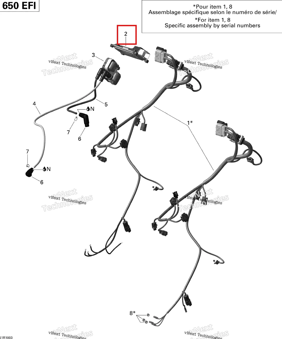 Деталь 420266713 на схеме узла 2010 Can-Am Outlander 650 EFI Engine Harness And Electronic Module