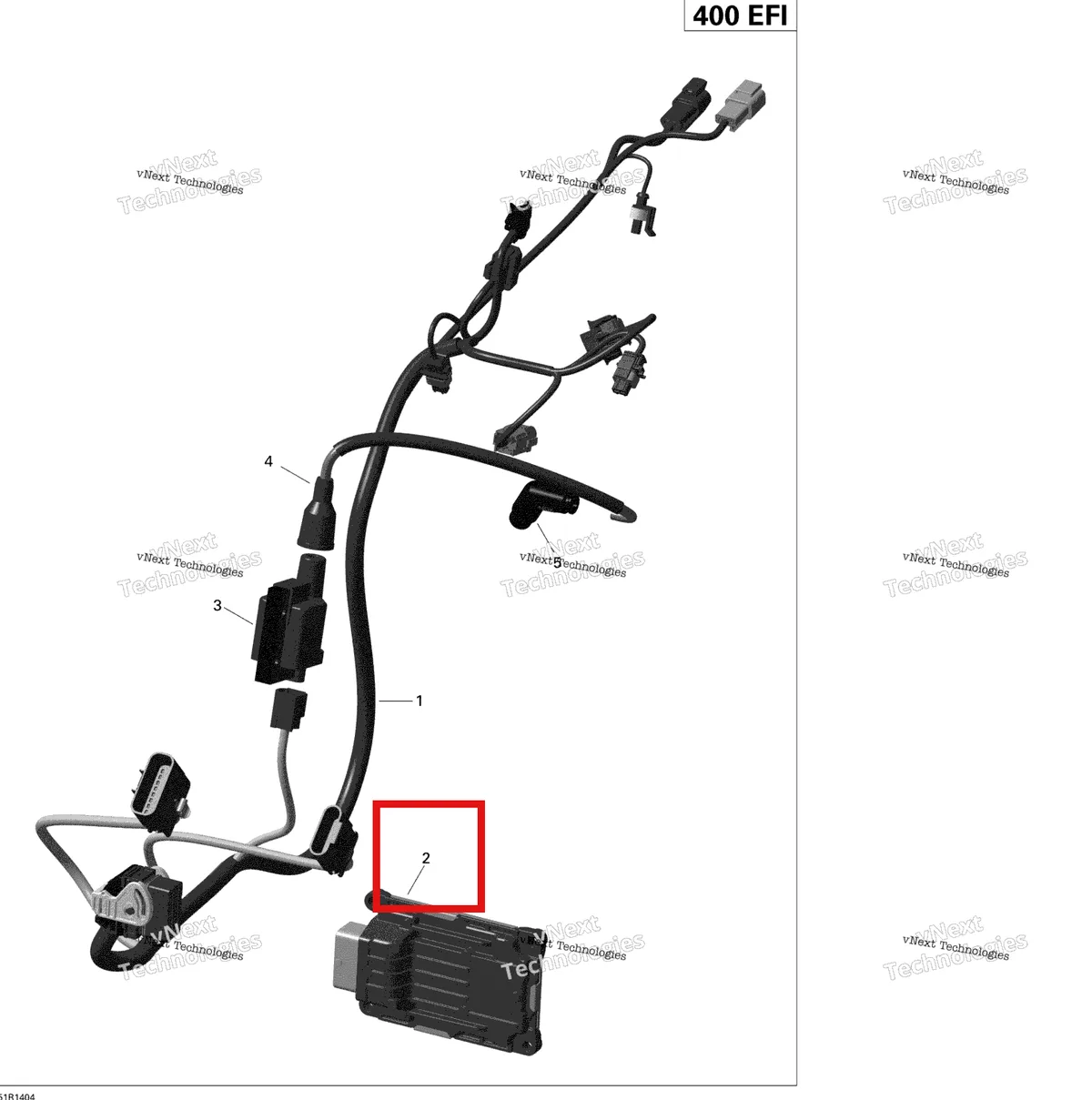 Деталь 420266824 на схеме узла 2014 Can-Am OUTLANDER 400 EFI, STD, XT Engine Harness And Electronic Module