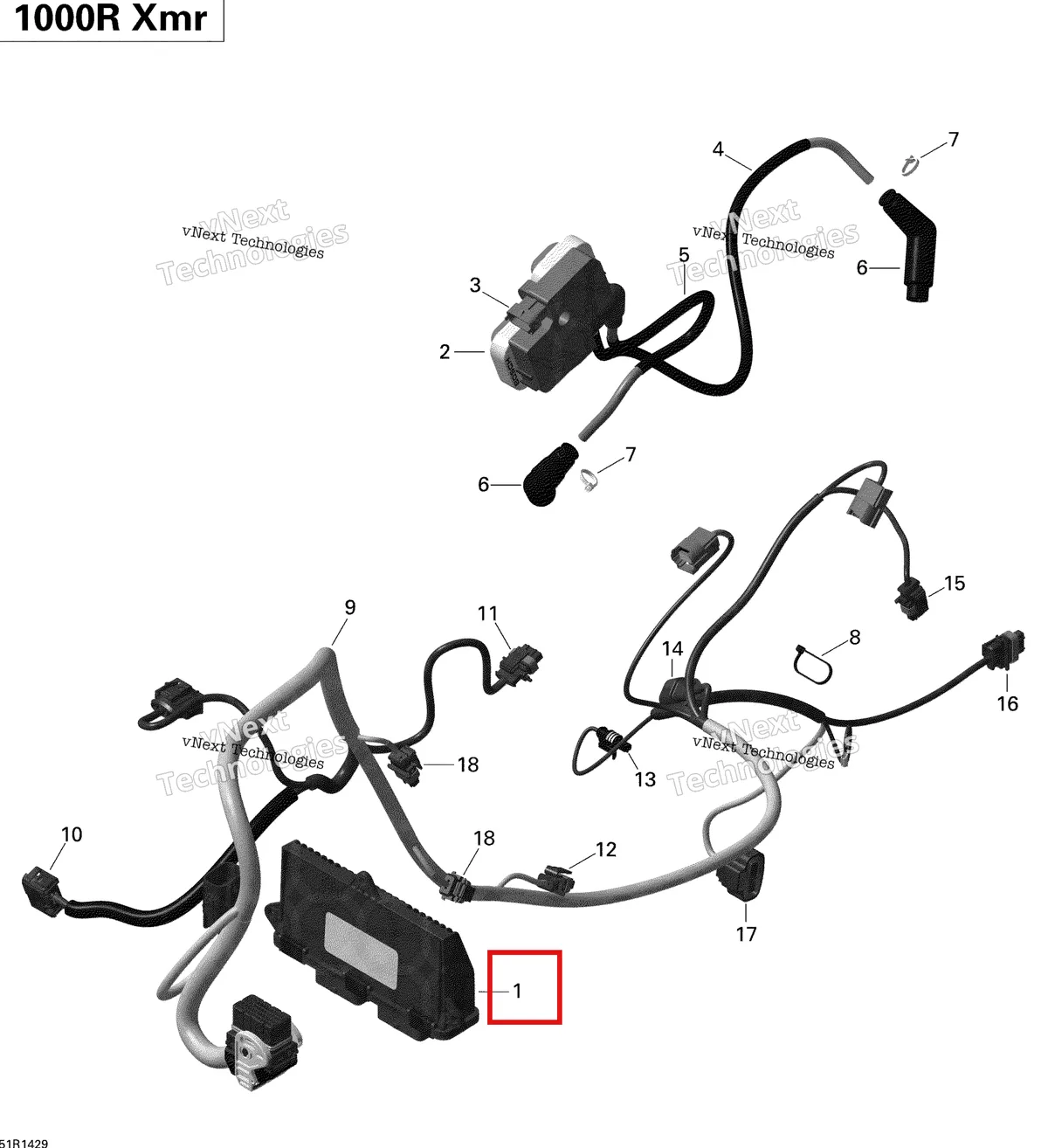 Деталь 420266981 на схеме узла 2014 Can-Am MAVERICK 1000_XMR Engine Harness And Electronic Module