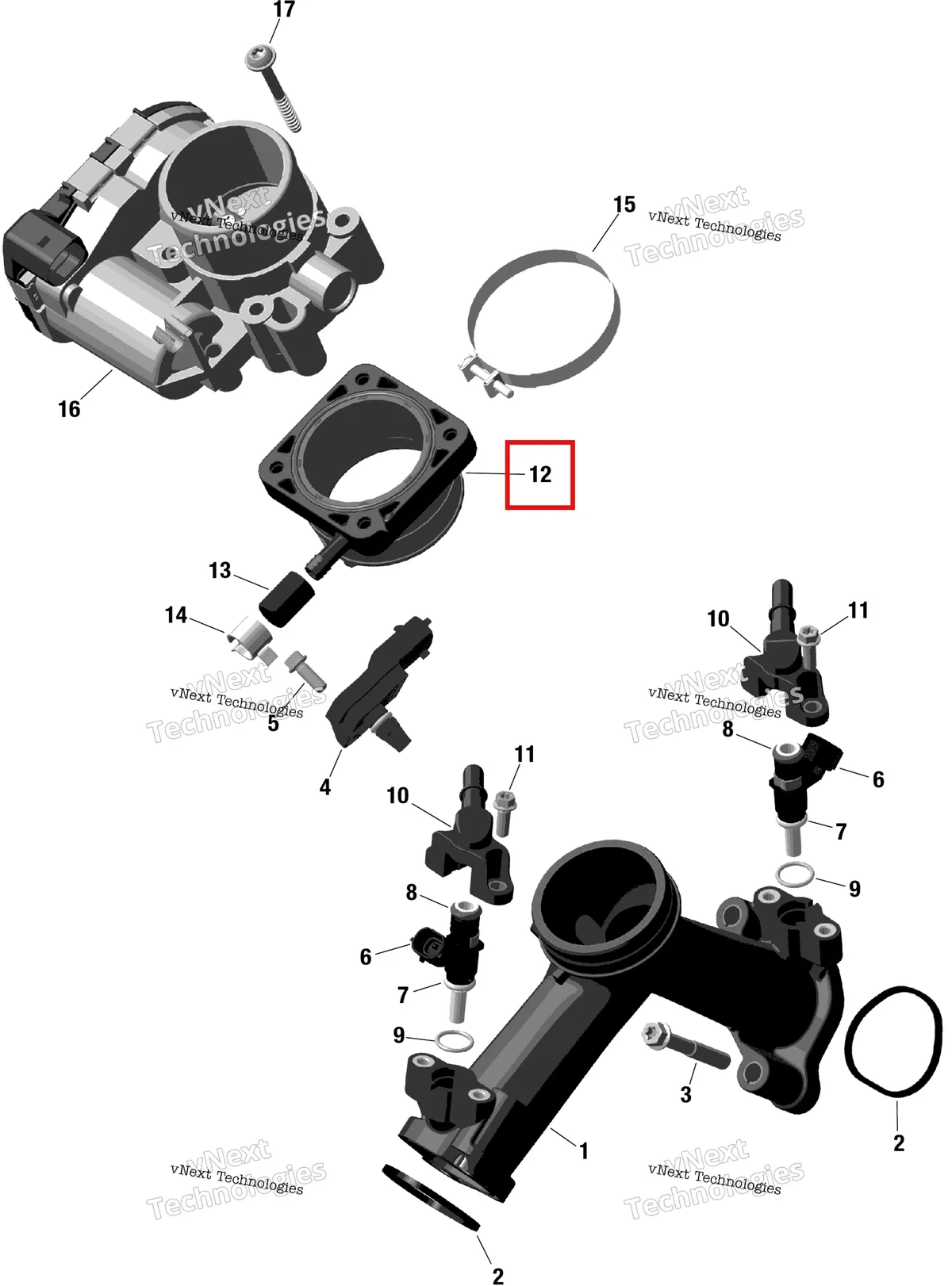 Деталь 420267044 на схеме узла Rotax - Air Intake Manifold And Throttle Body