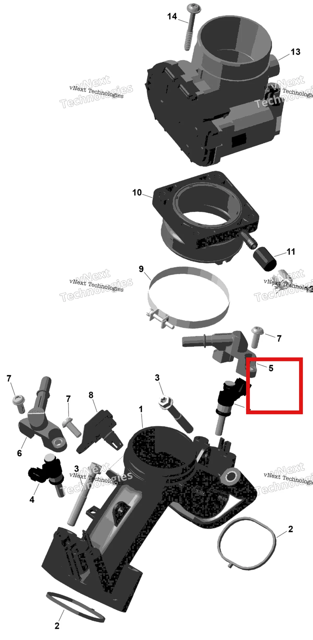 Деталь 420267052 (Фланец включает no 10 13 Can-Am Outlander 4x4 XT 1000R (2025) (420267052)) на схеме узла 2026 Can-Am OUTLANDER - 4X4 - BACKCOUNTRY - 1000R - 4NTA - CALI - Dark Camo Rotax - Air Intake Manifold And Throttle Body