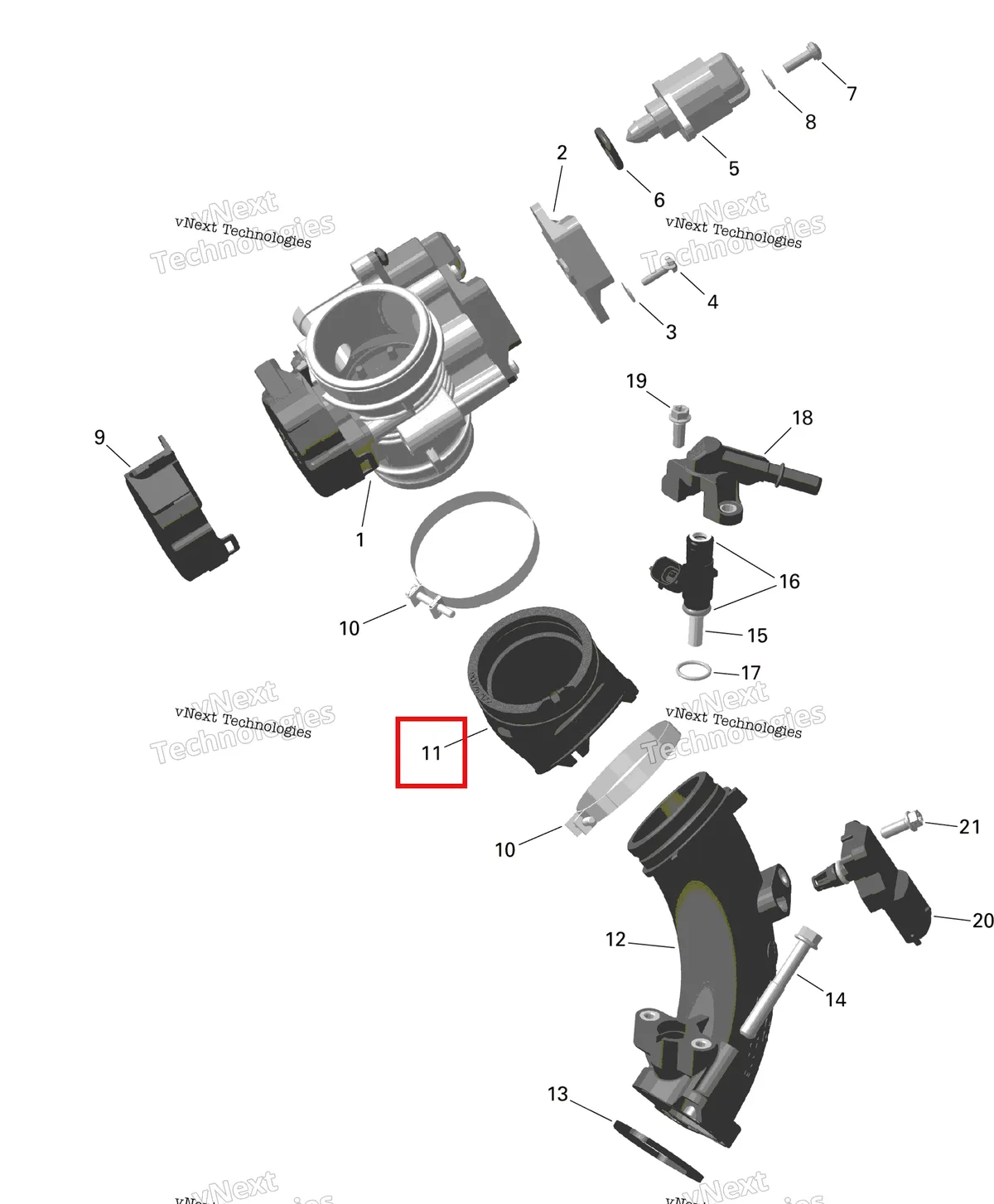 Деталь 420267172 на схеме узла 2024 Can-Am Outlander MAX 450 EFI 6X6 - 4ZRA - DPS Package - Tundra Green Rotax - Air Intake Manifold And Throttle Body