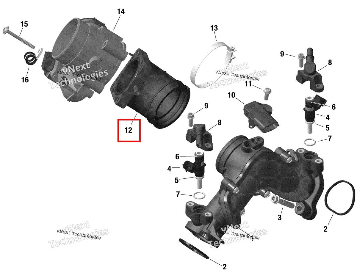 Деталь 420267177 на схеме узла 2022 Can-Am Traxter HD10 - XT - CE Rotax - Air Intake Manifold And Throttle Body