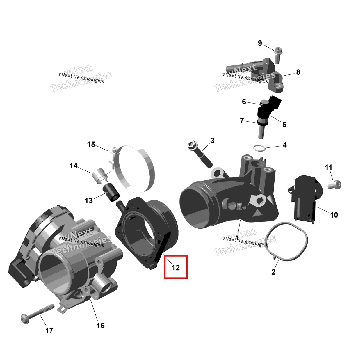 Деталь 420267217 на схеме узла 2026 Can-Am OUTLANDER - 4X4 - DPS - 500 - 1BTA - CALI - Granite Grey Rotax - Air Intake Manifold And Throttle Body