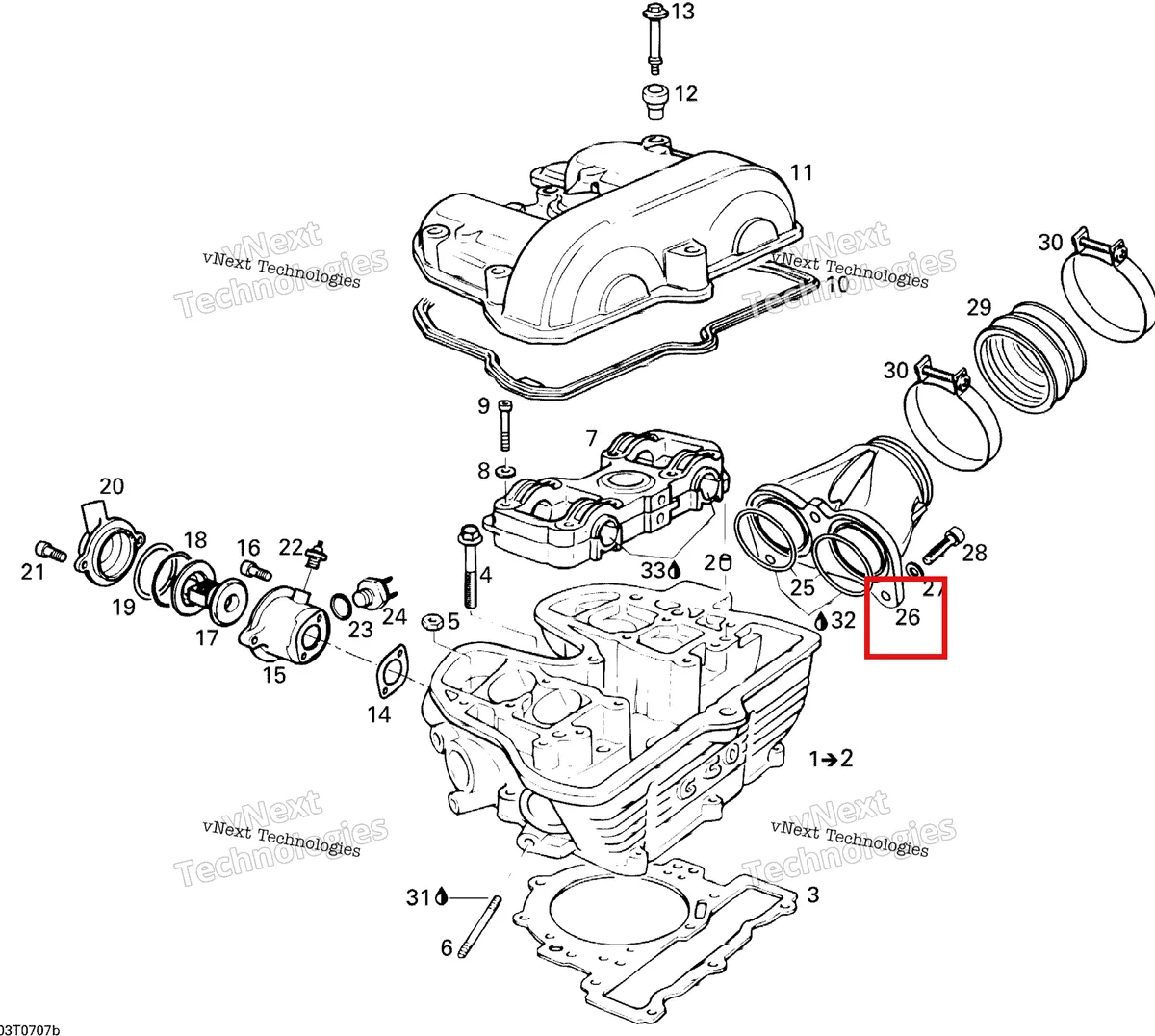 Деталь 420267230 на схеме узла 2007 Can-Am DS 650 X Cylinder Head
