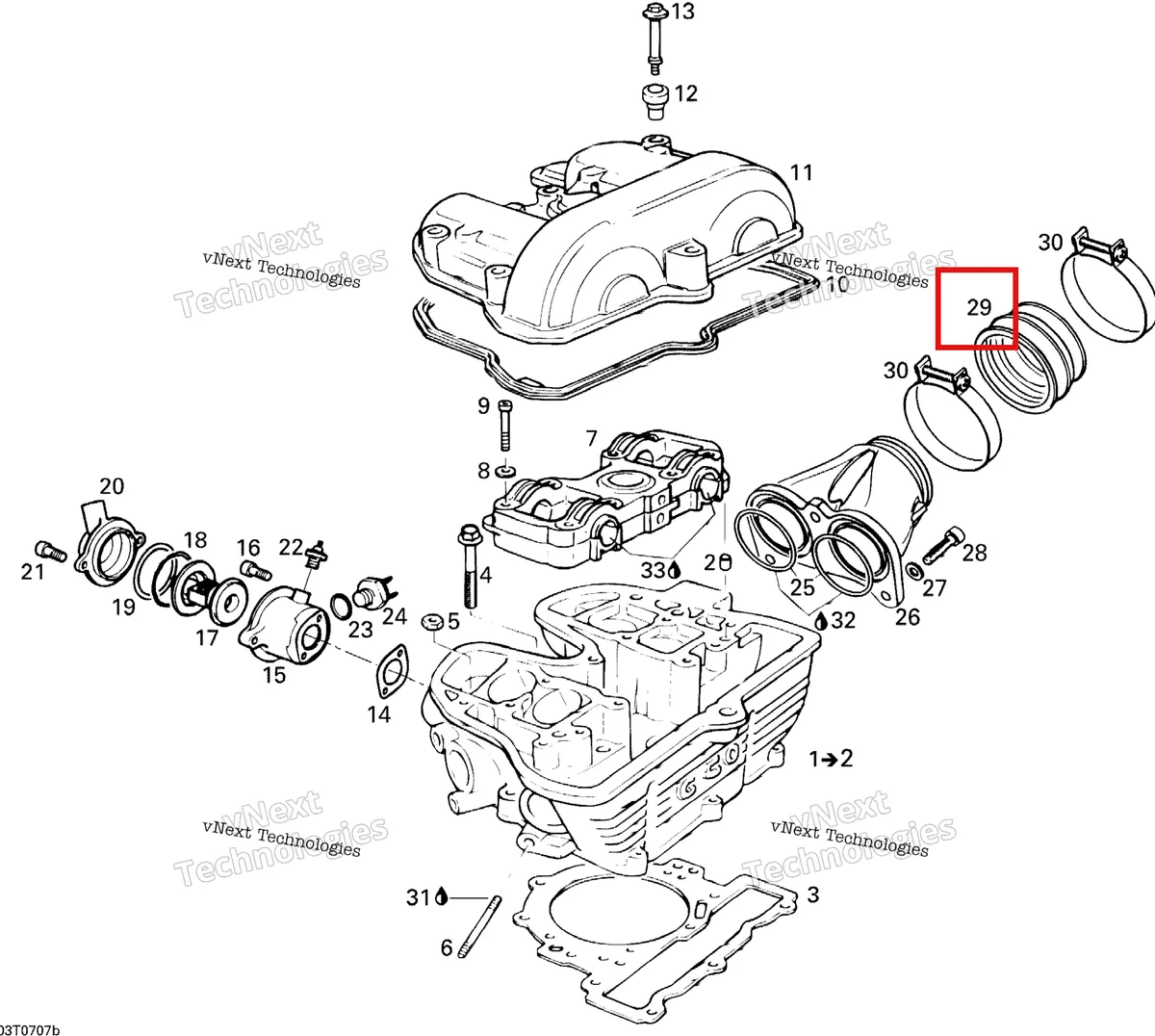 Деталь 420267240 на схеме узла 2007 Can-Am DS 650 X Cylinder Head