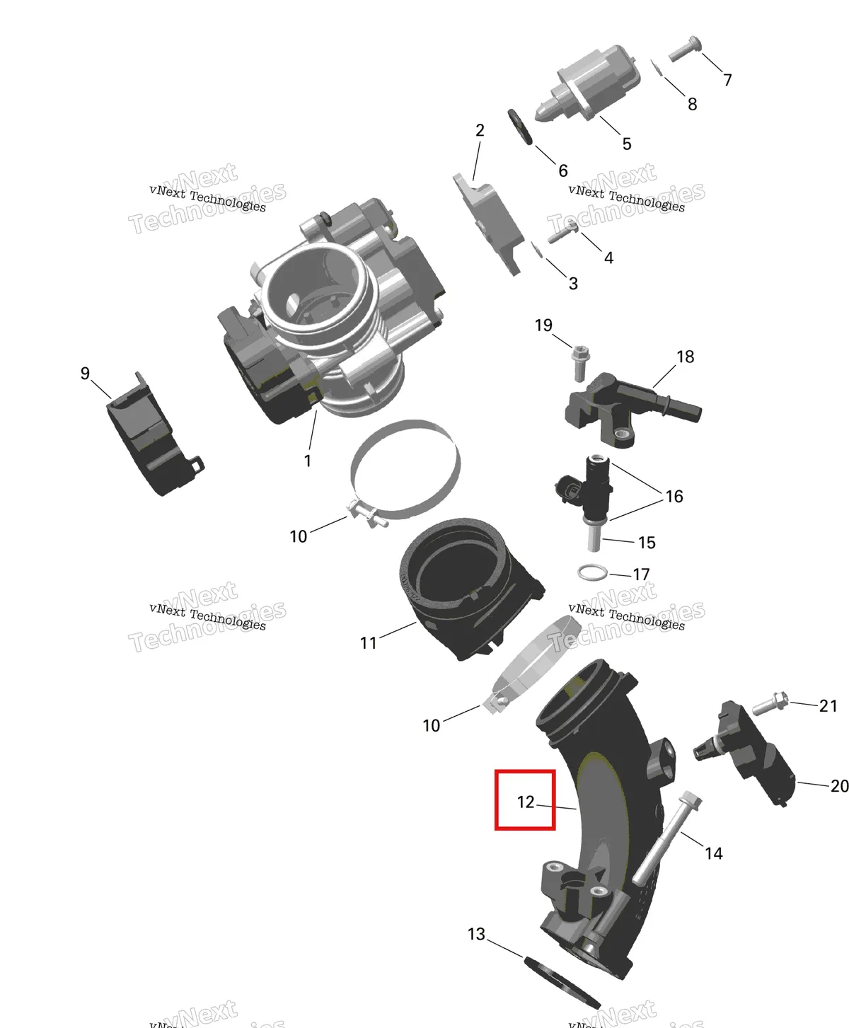 Деталь 420267527 на схеме узла 2024 Can-Am Outlander MAX 450 EFI 6X6 - 4ZRA - DPS Package - Tundra Green Rotax - Air Intake Manifold And Throttle Body