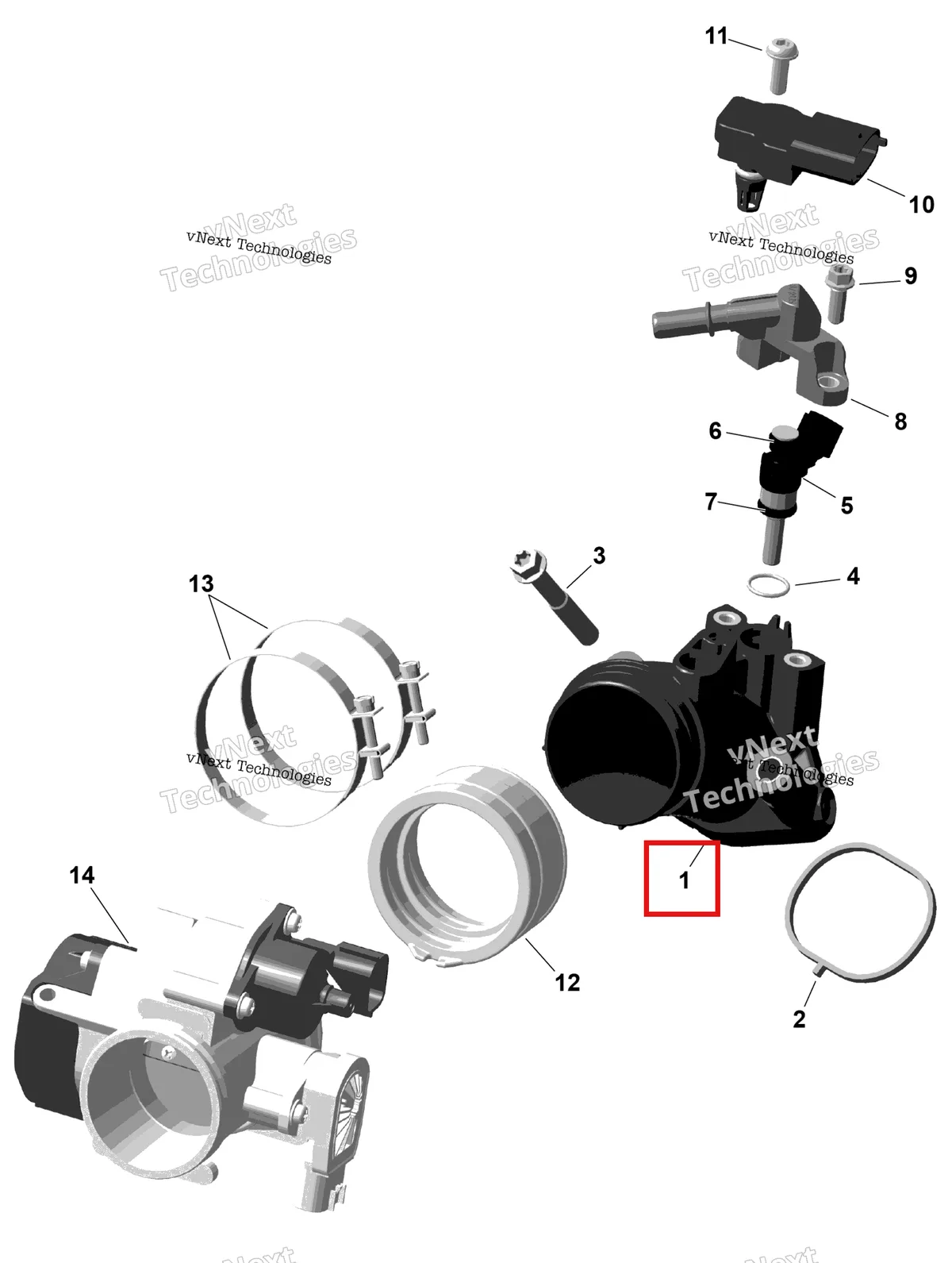 Деталь 420267552 (Впуск воздуха коллектор Can-Am Outlander 4x4 DPS 700 (2025) (420267552)) на схеме узла 2026 Can-Am OUTLANDER - 2X4 - STD - 500 - 1KTB - Legion Red Rotax - Air Intake Manifold And Throttle Body
