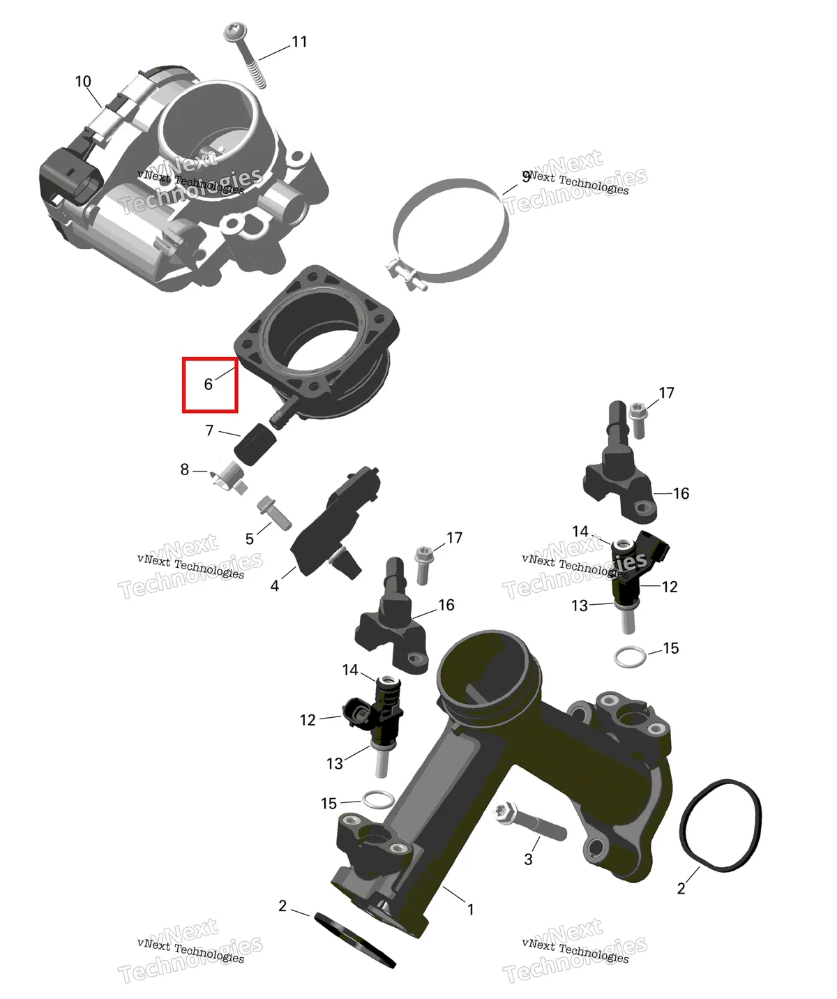 Деталь 420267616 на схеме узла Rotax - Air Intake Manifold And Throttle Body