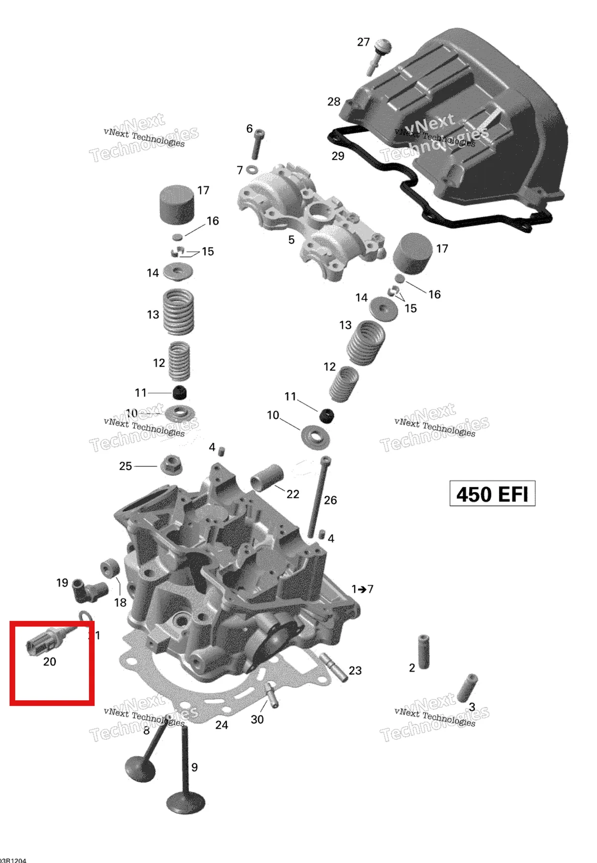 Деталь 420274040 на схеме узла 2015 Can-Am DS 450EFI STD Cylinder Head