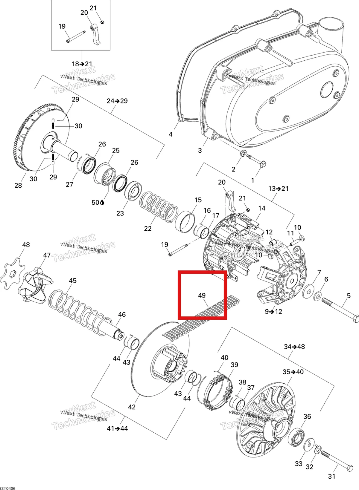 Деталь 420280200 на схеме узла 2004 Can-Am Quest MAX Pulley System