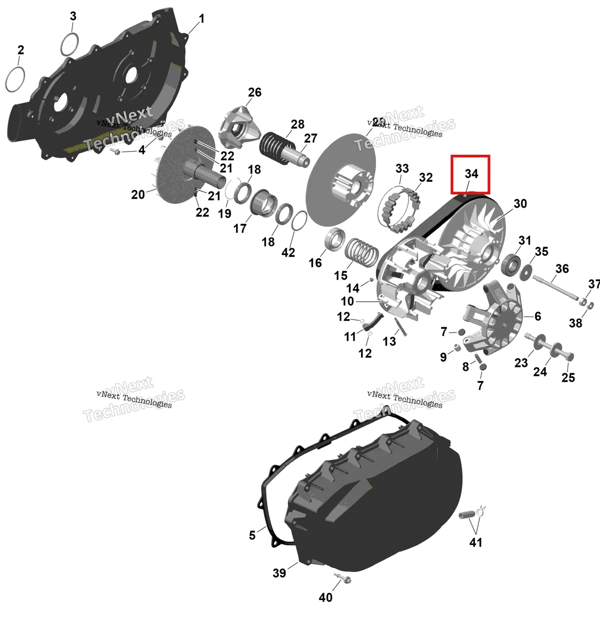 Деталь 420280366 на схеме узла 2026 Can-Am RENEGADE - 4X4 - XMR - 650 EFI - 5TTA - Catalyst Gray Rotax - Cvt