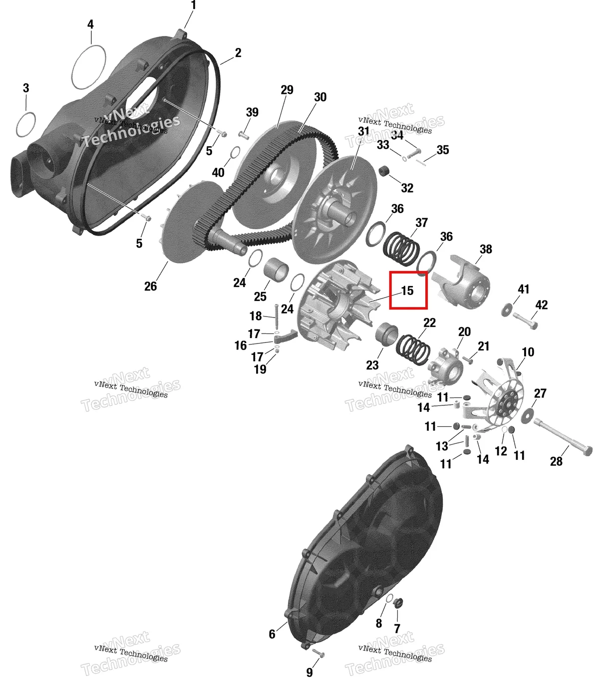 Деталь 420280605 на схеме узла 2021 Can-Am Traxter HD8 - DPS - CE Rotax - Transmission Defender