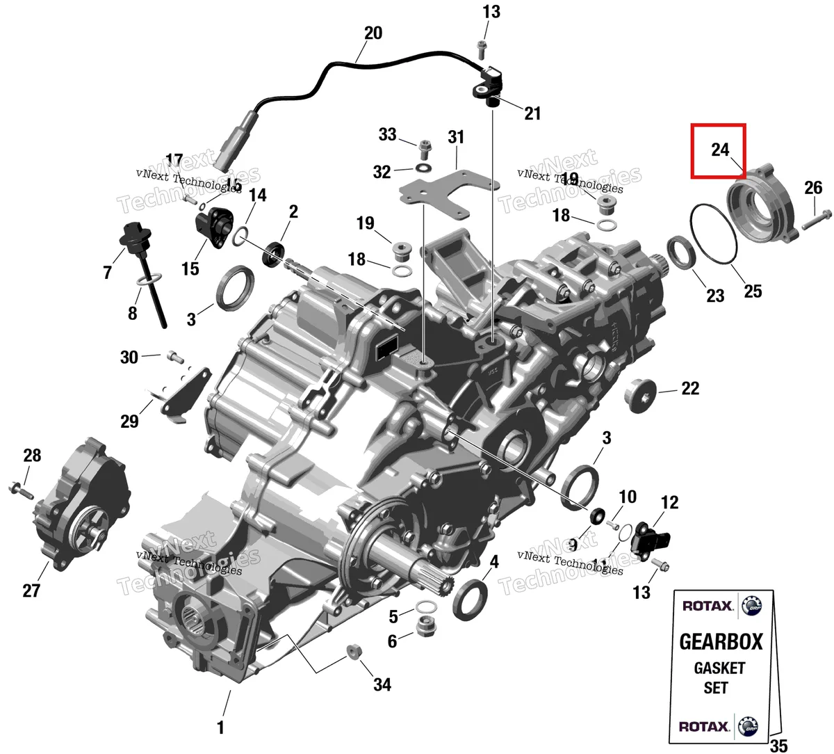 Деталь 420280613 на схеме узла 2023 Can-Am Defender 6X6 HD10 - DPS Rotax - Gearbox Assy