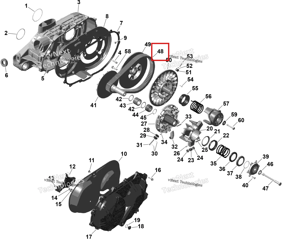 Деталь 420280652 (V ремень Can-Am Maverick Turbo RR XRC (2022) (420280652)) на схеме узла 2026 Can-Am Defender - HD11 - LTD CAB - 8JTA - Dark Wildland Camo - 65