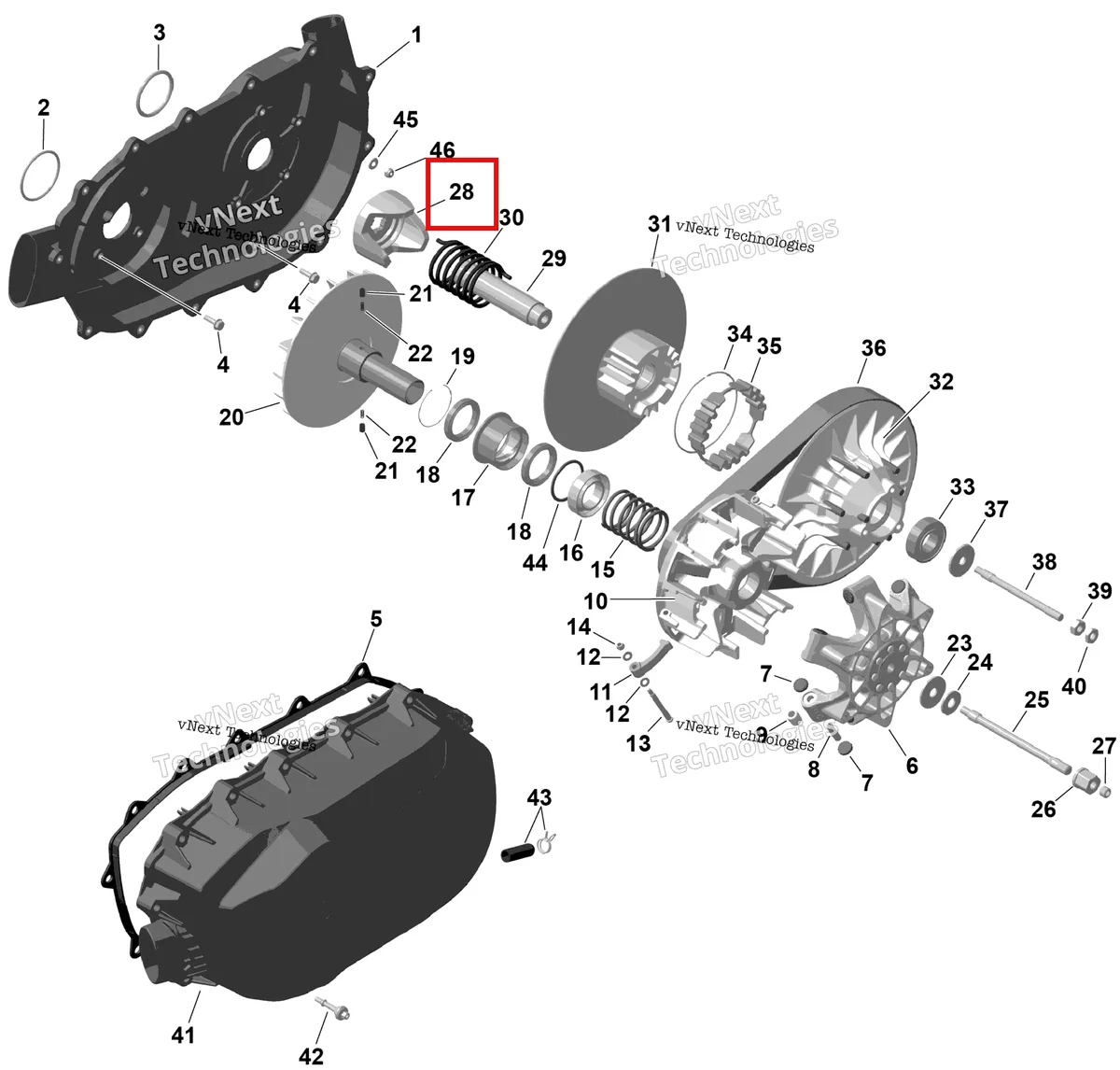 Деталь 420280701 на схеме узла 2026 Can-Am RENEGADE - 4X4 - XMR - 1000R EFI - 5UTA - Hyper Silver Rotax - Cvt