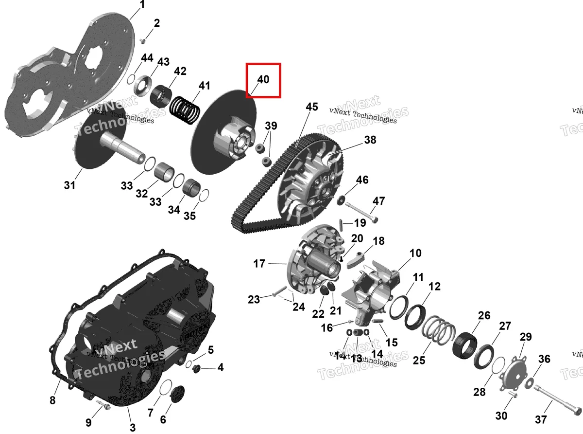 Деталь 420280784 (Sliding шкив в сборе Can-Am Outlander 4x4 XT 1000R (2025) (420280784)) на схеме узла 2026 Can-Am OUTLANDER - 2X4 - STD - 500 - 1KTB - Legion Red Rotax - Cvt