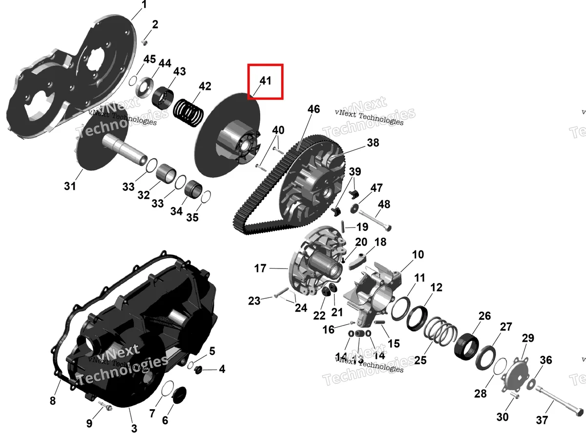 Деталь 420280788 (Sliding шкив в сборе Can-Am Outlander 4x4 DPS 700 (2025) (420280788)) на схеме узла 2025 Can-Am OUTLANDER - 2X4 - STD - 500 - 1KSB - Legion Red Rotax - Cvt