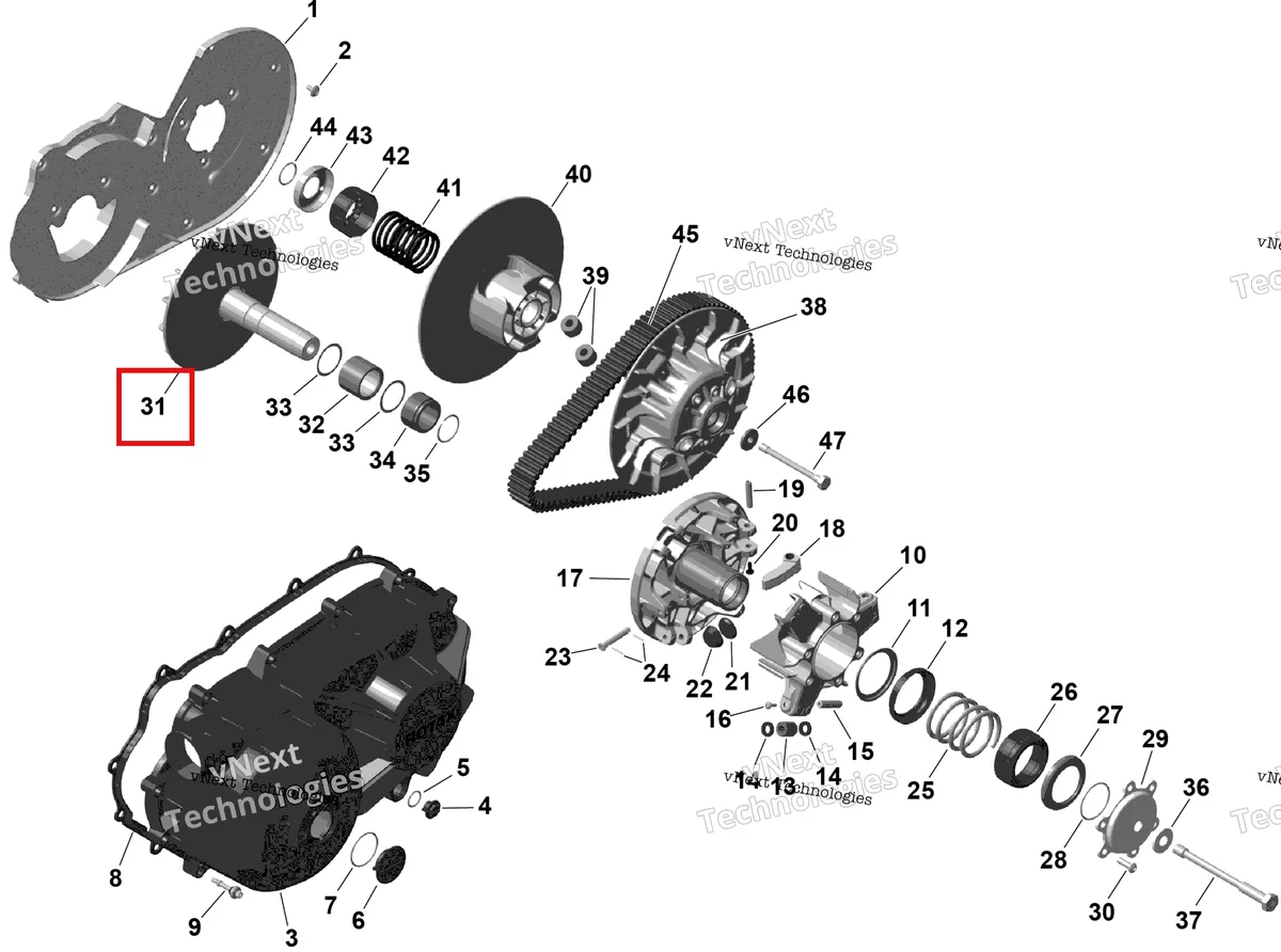 Деталь 420280809 (Внутренний половина в сборе Can-Am Outlander 4x4 XT 1000R (2025) (420280809)) на схеме узла 2026 Can-Am OUTLANDER - 2X4 - STD - 500 - 1KTB - Legion Red Rotax - Cvt