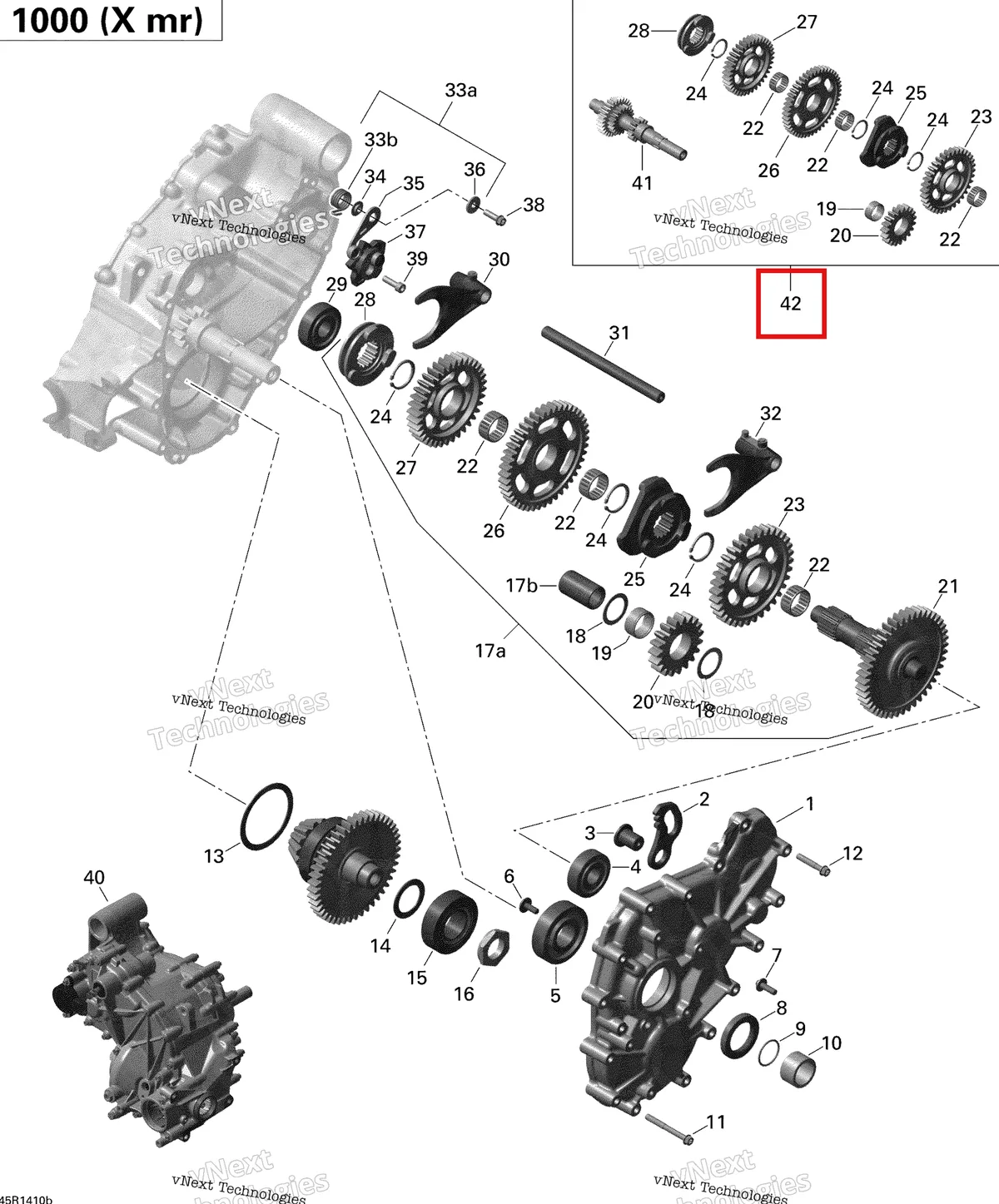 Деталь 420281155 на схеме узла 2014 Can-Am OUTLANDER 1000EFI XMR Gear Box 2