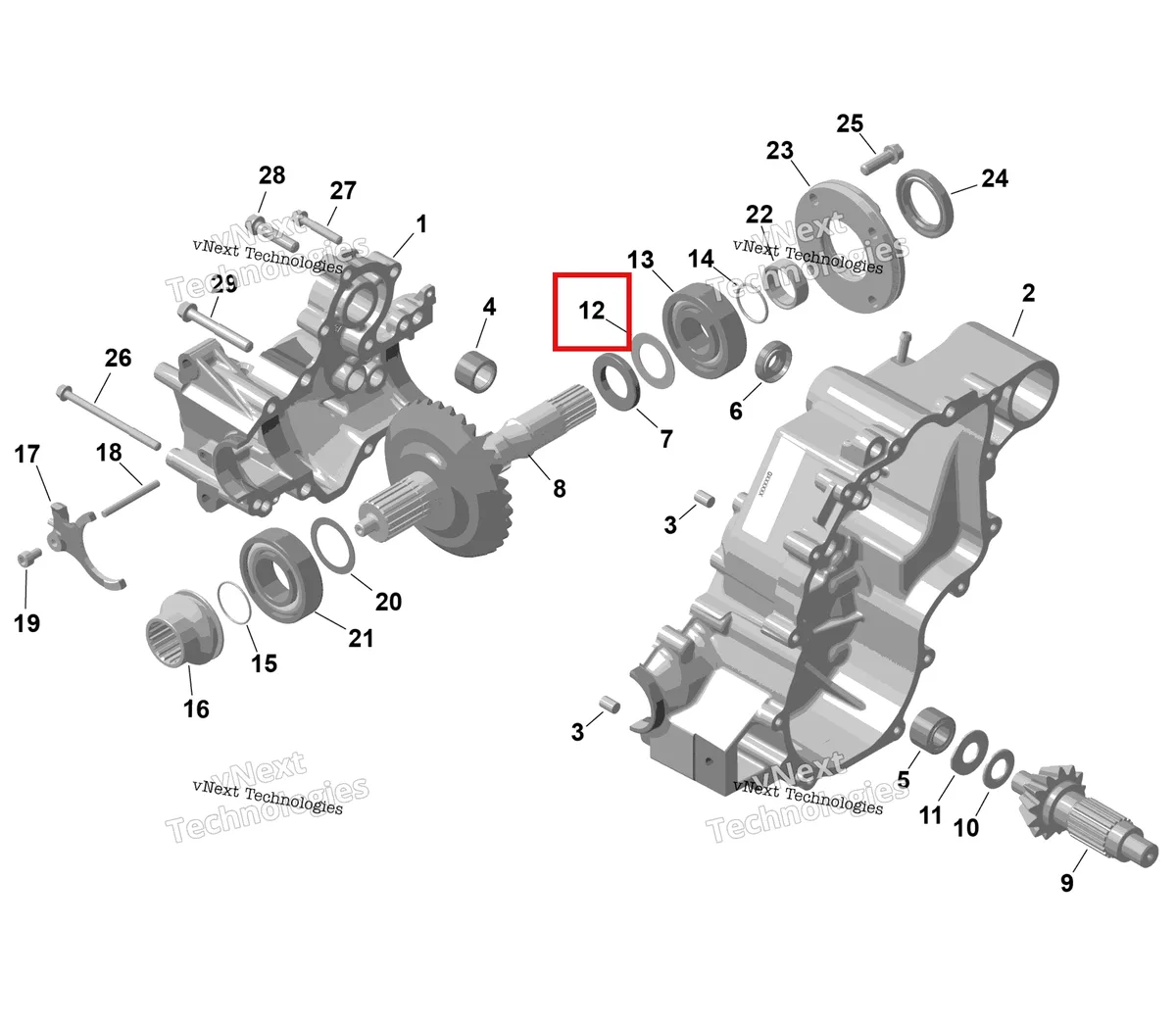 Деталь 420281300 на схеме узла 2026 Can-Am RENEGADE - 4X4 - XMR - 650 EFI - 5TTA - Catalyst Gray Rotax - Gearbox 1
