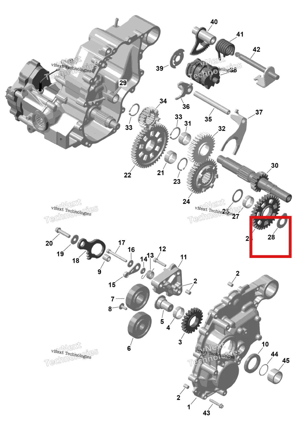 Деталь 420281302 на схеме узла 2026 Can-Am RENEGADE - 4X4 - XMR - 650 EFI - 5TTA - Catalyst Gray Rotax - Gearbox 2