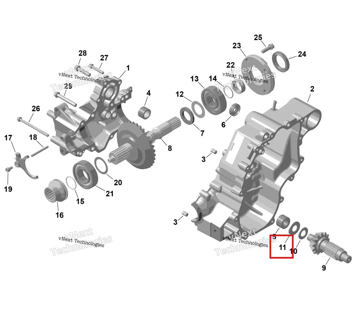 Деталь 420281306 на схеме узла 2026 Can-Am RENEGADE - 4X4 - XMR - 650 EFI - 5TTA - Catalyst Gray Rotax - Gearbox 1