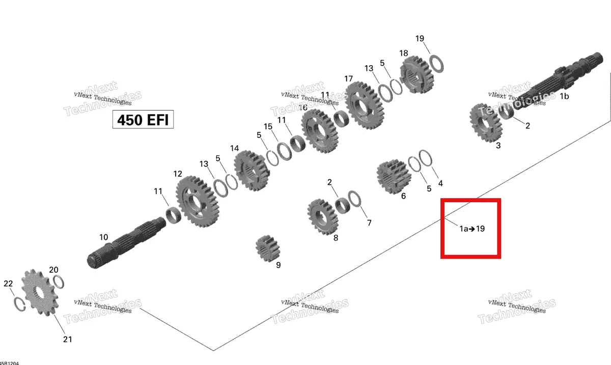 Деталь 420281498 на схеме узла 2015 Can-Am DS 450EFI STD Gear Box