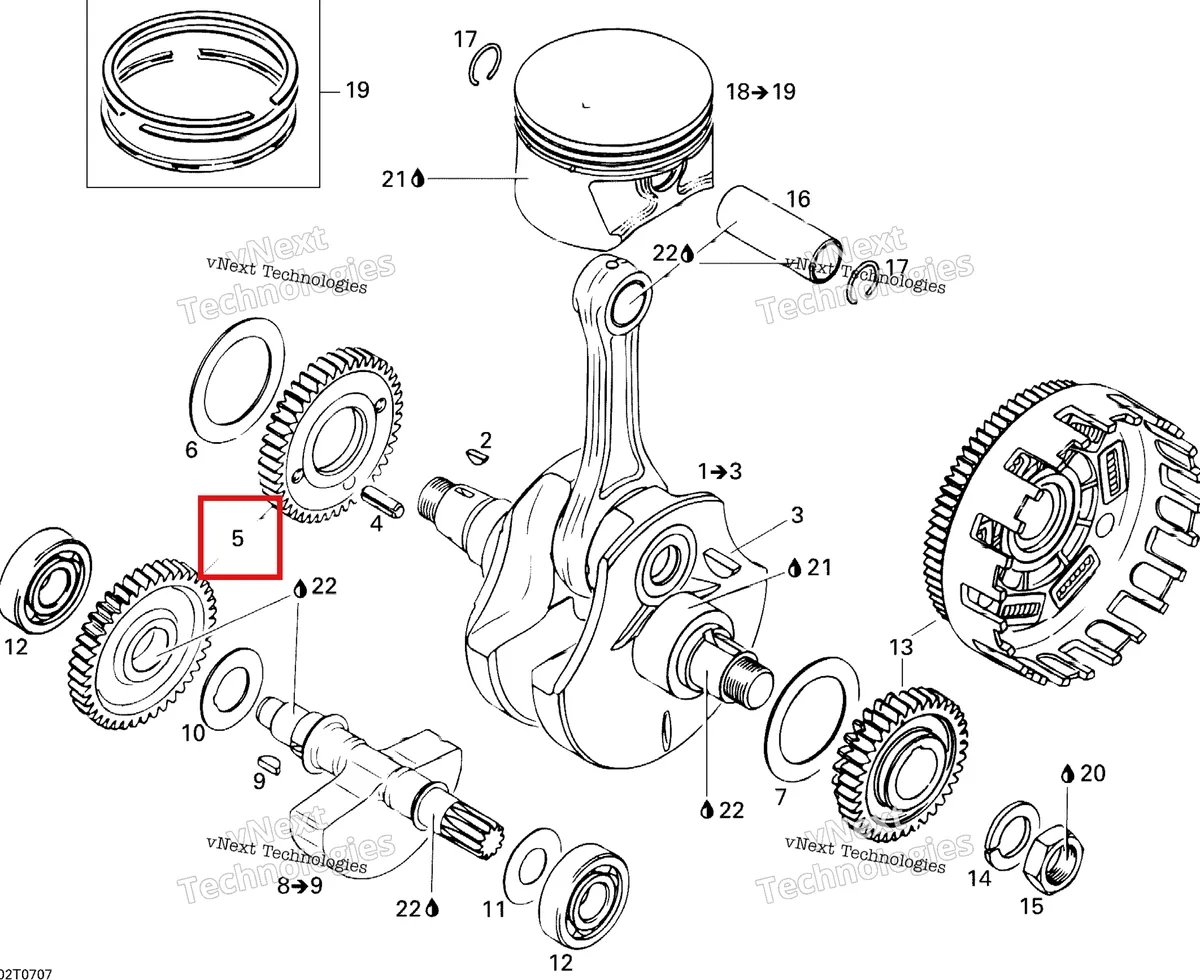 Деталь 420294478 на схеме узла 2007 Can-Am DS 650 X Crankshaft And Pistons
