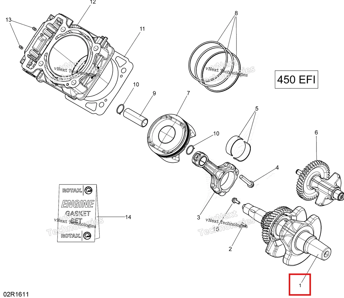 Деталь 420295030 на схеме узла 2016 Can-Am Outlander L - 450 EFI Crankshaft And Pistons - 450 Efi;