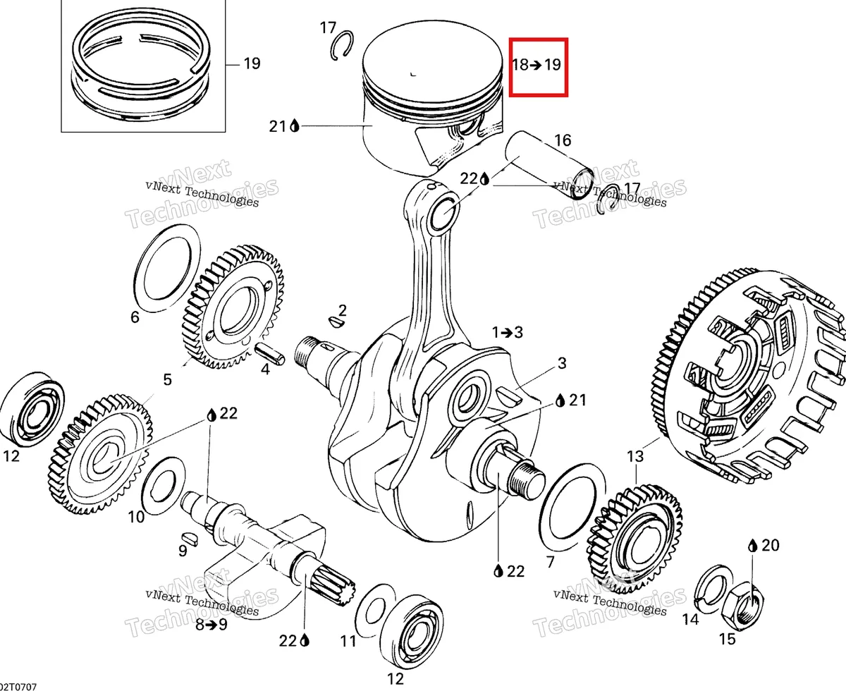 Деталь 420295185 на схеме узла 2007 Can-Am DS 650 X Crankshaft And Pistons