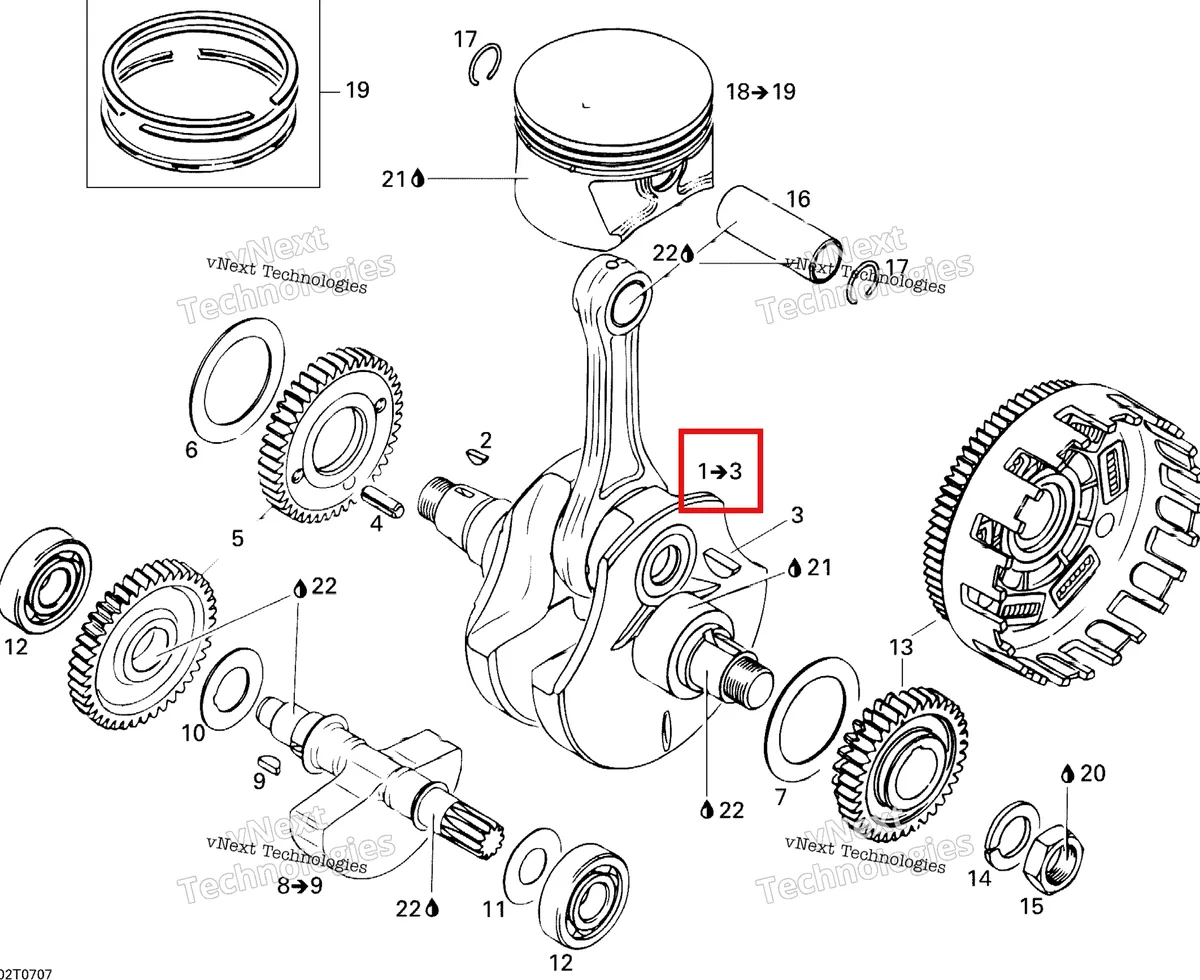 Деталь 420295192 на схеме узла 2007 Can-Am DS 650 X Crankshaft And Pistons