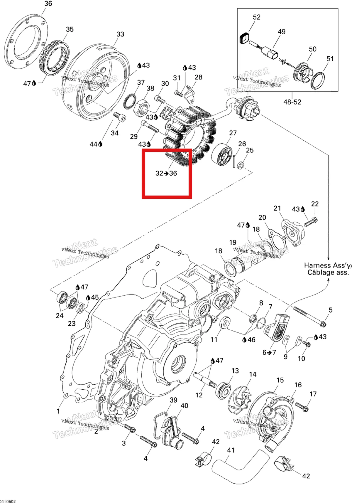 Деталь 420296107 на схеме узла 2005 Can-Am Traxter 5 Speed Ignition, Magneto And Water Pump