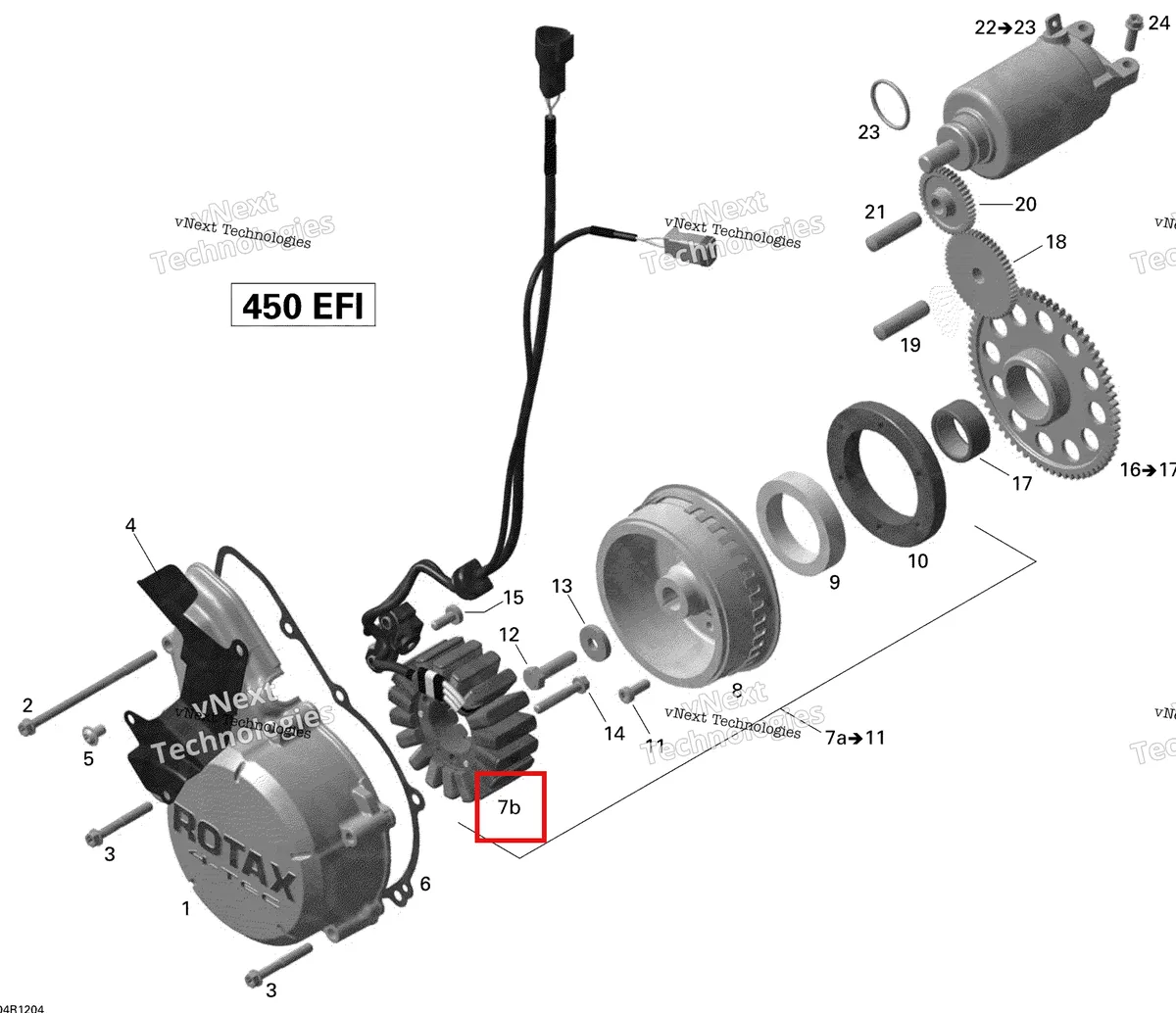 Деталь 420296323 на схеме узла 2015 Can-Am DS 450EFI STD Magneto And Electric Starter