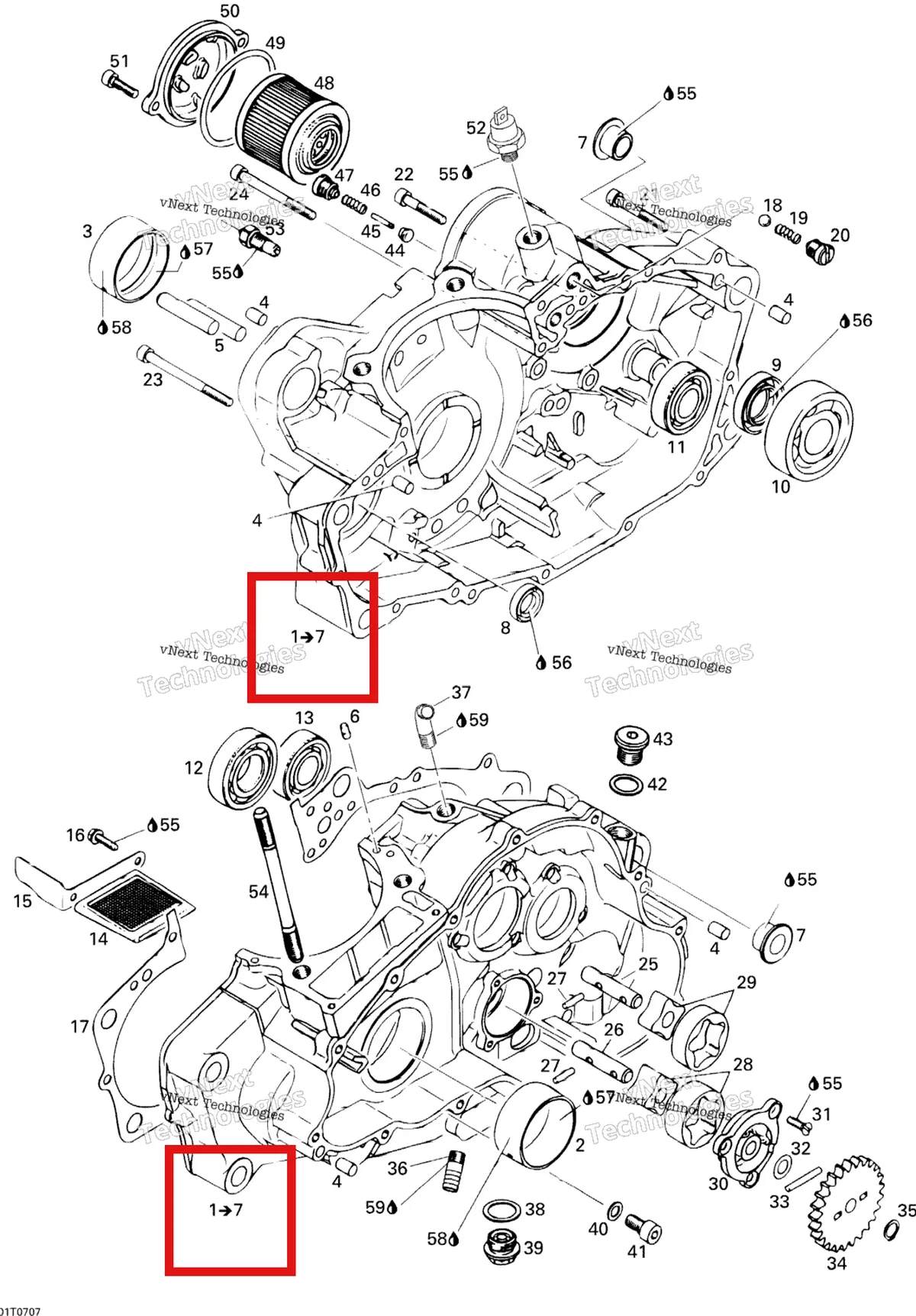 Деталь 420296346 на схеме узла 2007 Can-Am DS 650 X Crankcase