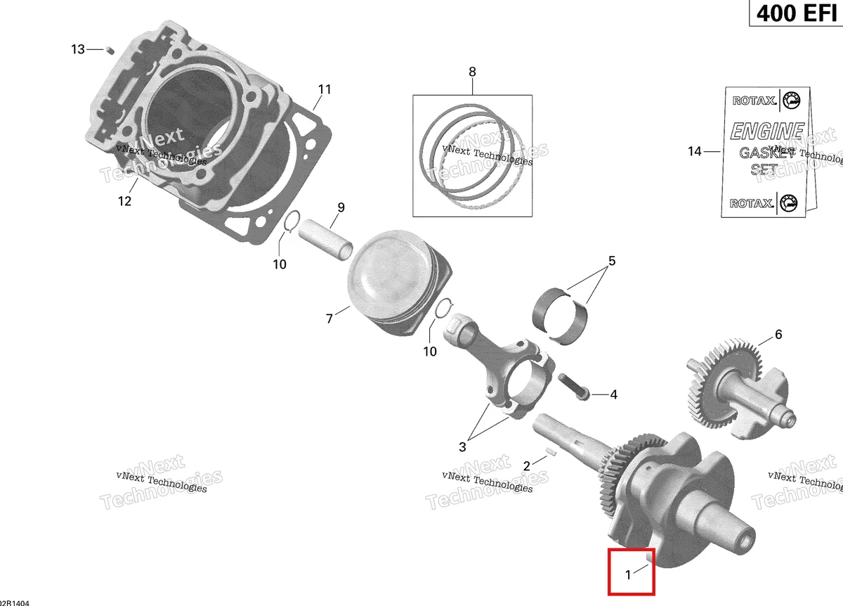 Деталь 420296671 на схеме узла 2014 Can-Am OUTLANDER 400 EFI, STD, XT Crankshaft And Pistons