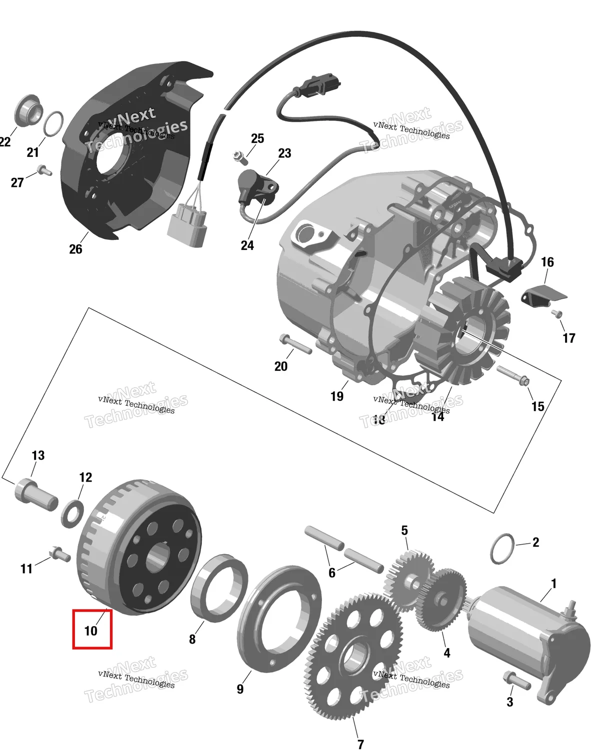 Деталь 420296906 на схеме узла Rotax - Magneto And Electric Starter