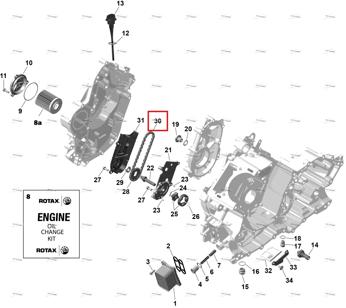 Деталь 420297056 (Silent цепь Can-Am Outlander 4x4 XT 1000R (2025) (420297056)) на схеме узла 2026 Can-Am OUTLANDER - 4X4 - XT - 1000R - 4FTD - CALI - Fiery Red Metallic Rotax - Engine Lubrication