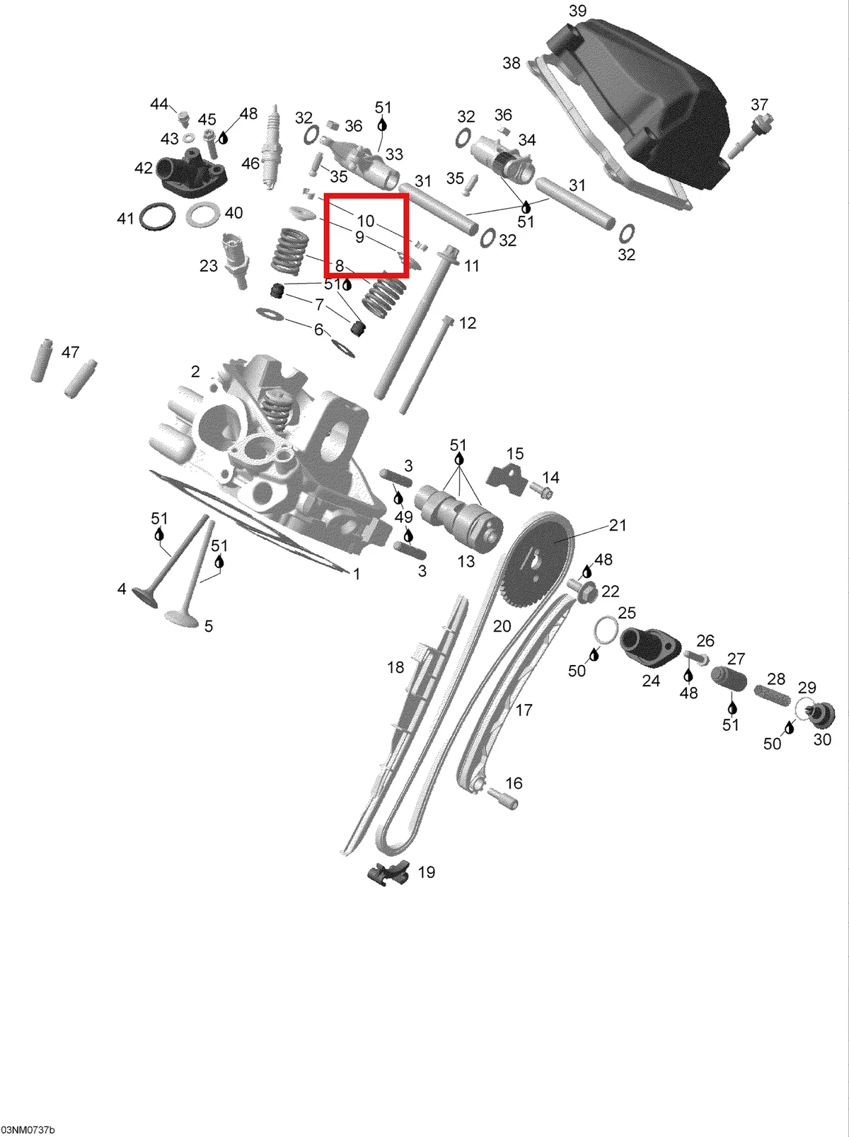 Деталь 420297940 (Деталь Spark Plug 12) на схеме узла 01- Cylinder Head Rear