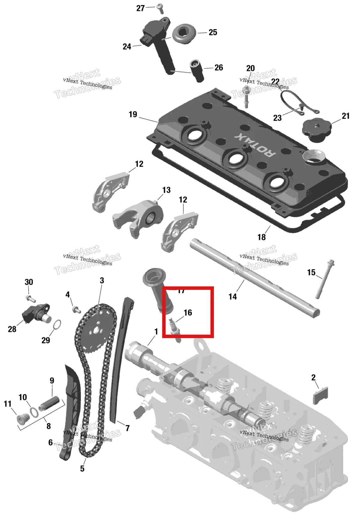 Деталь 420297947 на схеме узла 2023 Sea-Doo GTX STD 300 Rotax - Valve Train