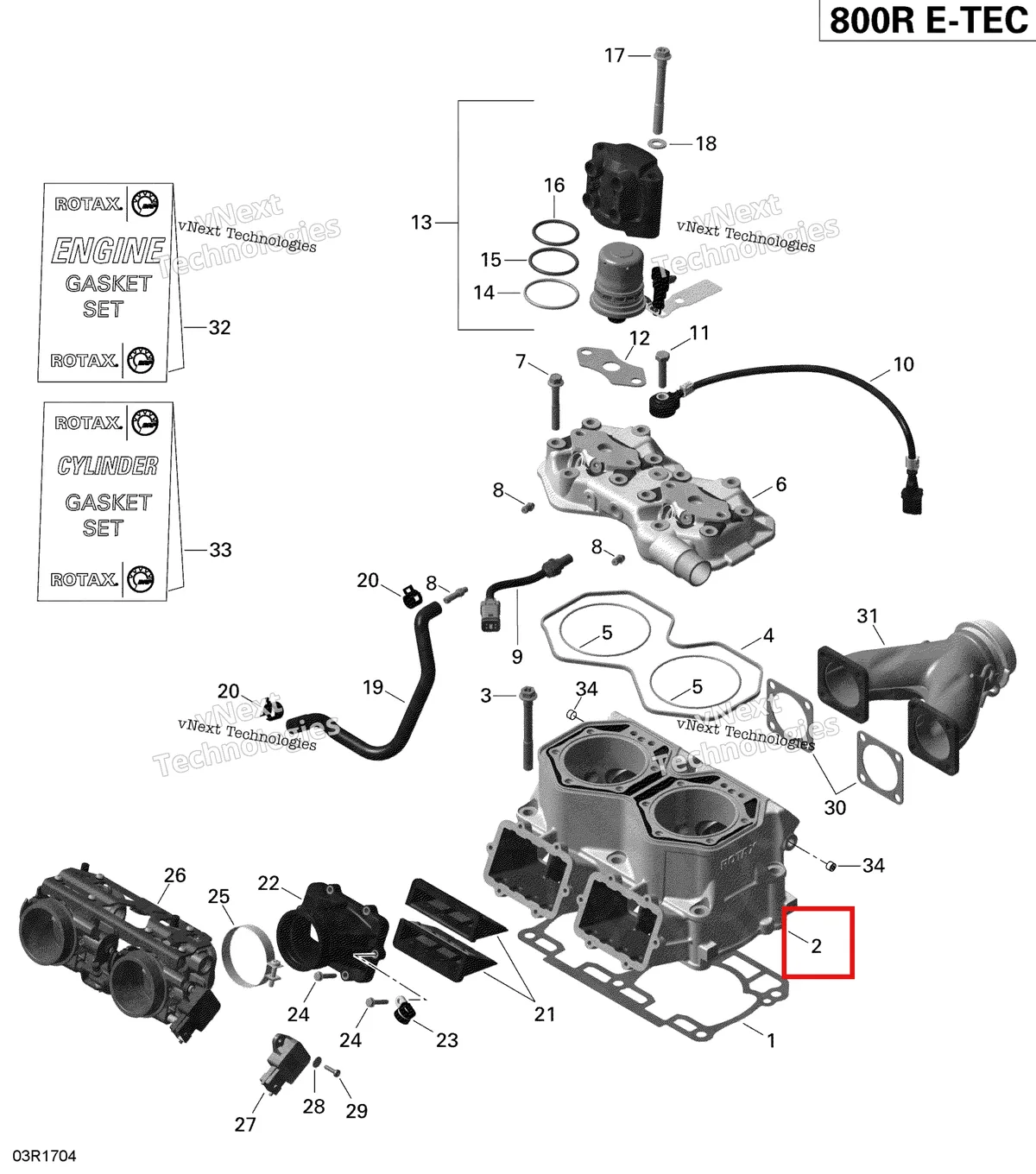 Деталь 420413041 (Цилиндр) на схеме узла 2019 Ski-Doo EXPEDITION XTREME 800R E-TEC Cylinder And Injection System - 800R E-Tec