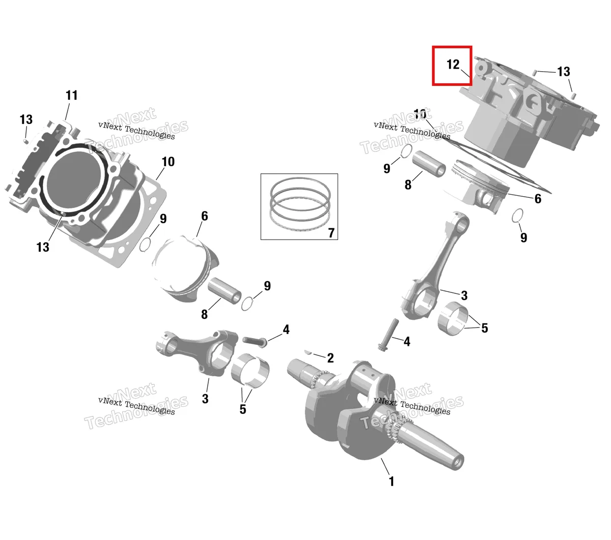 Деталь 420413115 на схеме узла 2023 Can-Am Maverick Trail 1000 - DPS Rotax - Crankshaft, Pistons And Cylinder