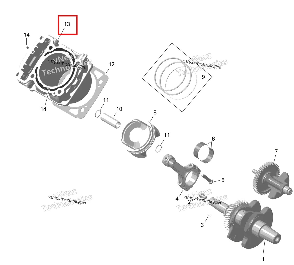 Деталь 420413263 на схеме узла 2024 Can-Am Outlander MAX 450 EFI 6X6 - 4ZRA - DPS Package - Tundra Green Rotax - Cylinder