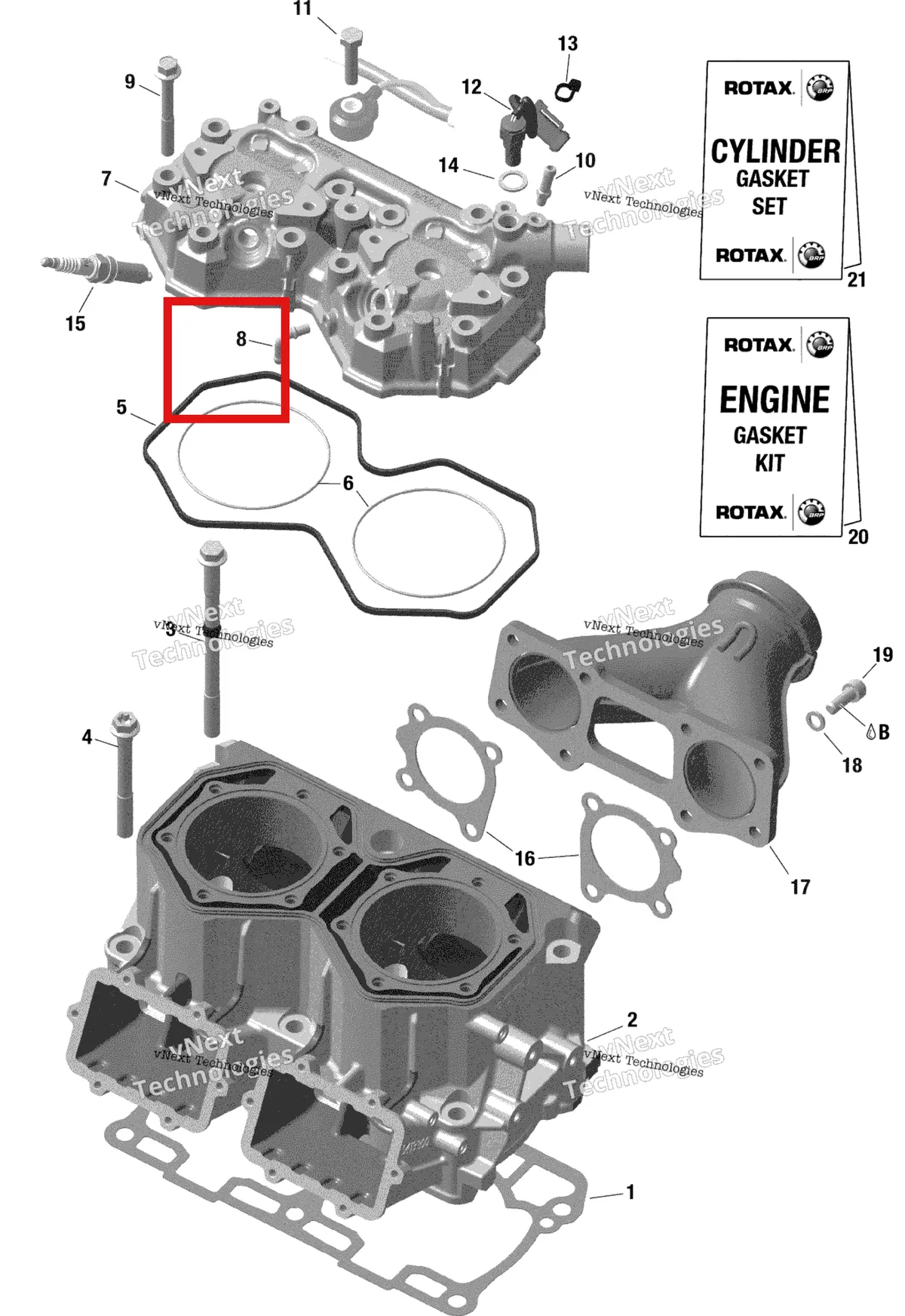 Деталь 420413293 на схеме узла 2020 Ski-Doo BACKCOUNTRY 850 E-TEC - STD Engine - Cylinder And Cylinder Head - 850 E-Tec