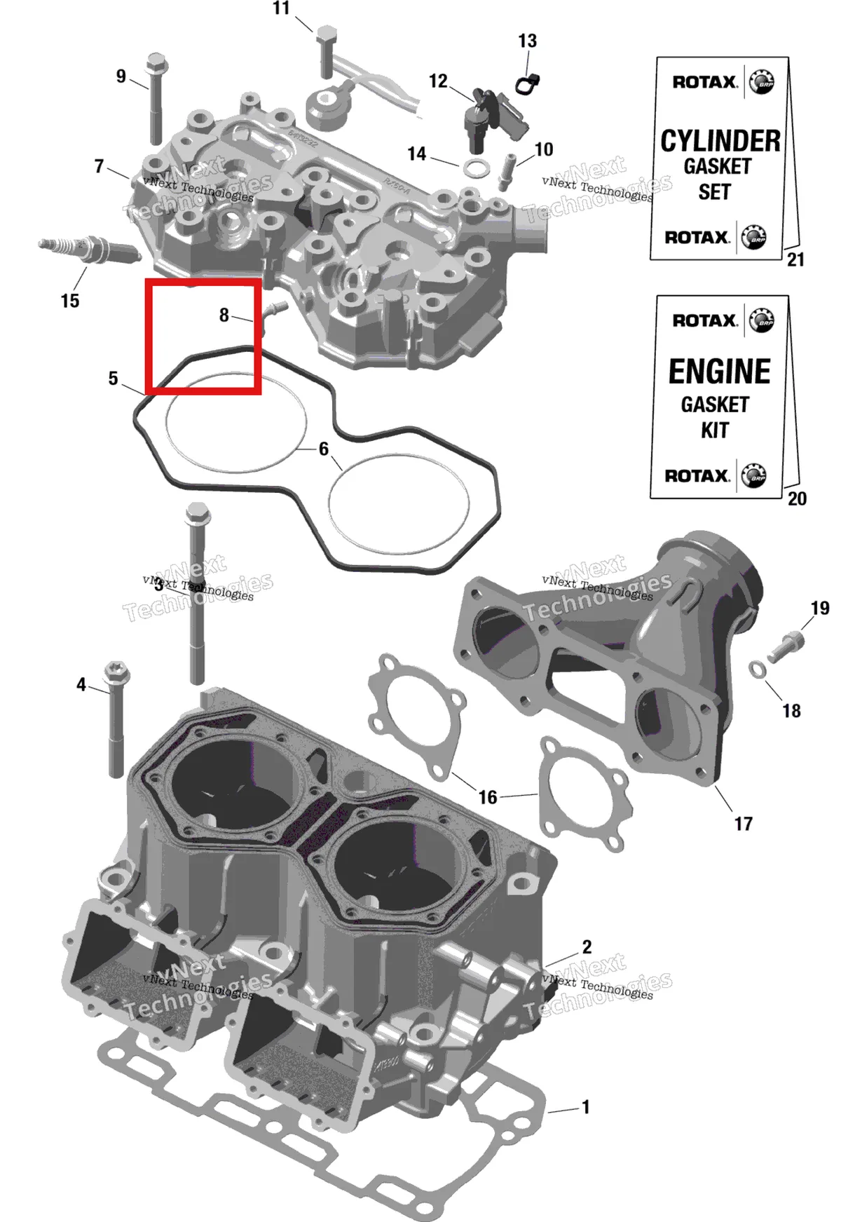 Деталь 420413295 на схеме узла 2023 Ski-Doo BACKCOUNTRY 850 E-TEC - STD Rotax - Cylinder