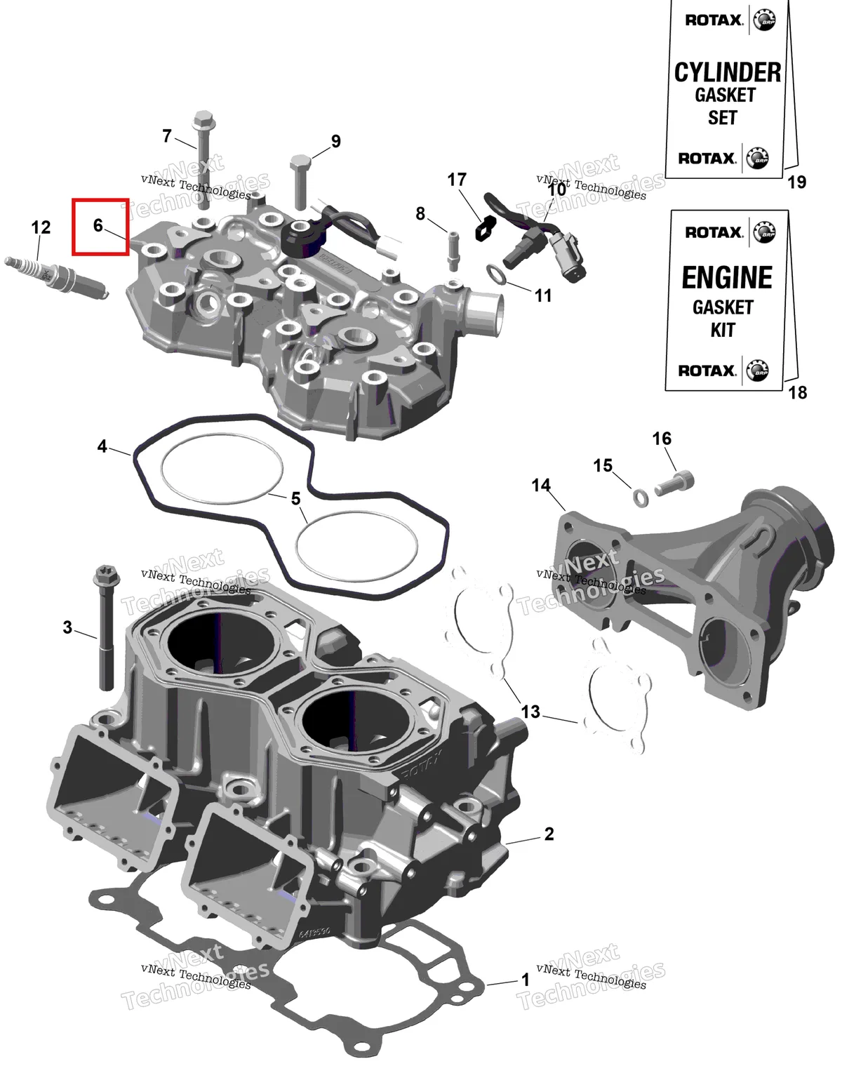 Схема применяемости: Головка цилиндра Except Europe Ski-Doo 420413449