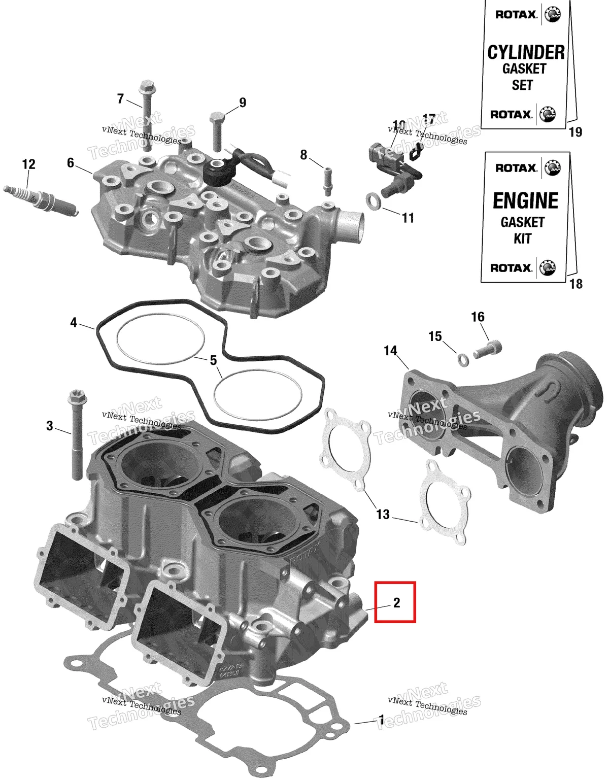 Деталь 420413518 на схеме узла 2020 Ski-Doo MXZ 600RS Engine - Cylinder And Cylinder Head - 598 Rs