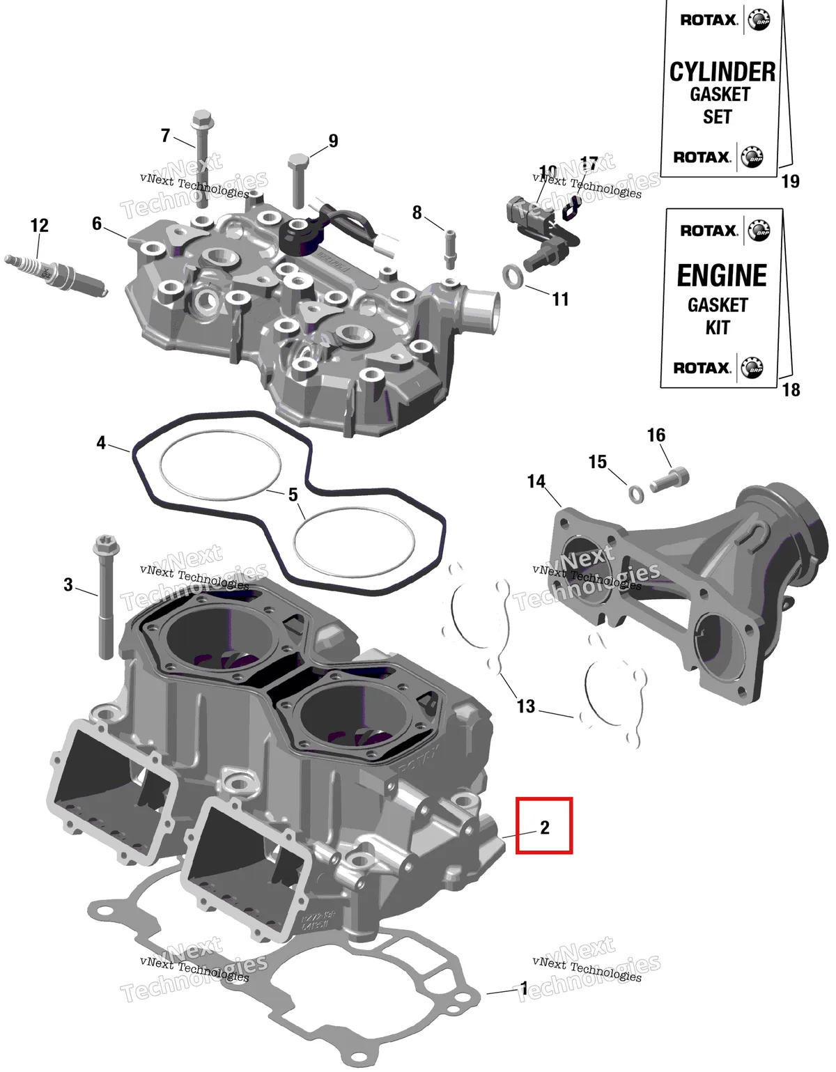 Деталь 420413528 на схеме узла 2023 Ski-Doo MXZ 600RS Rotax - Cylinder